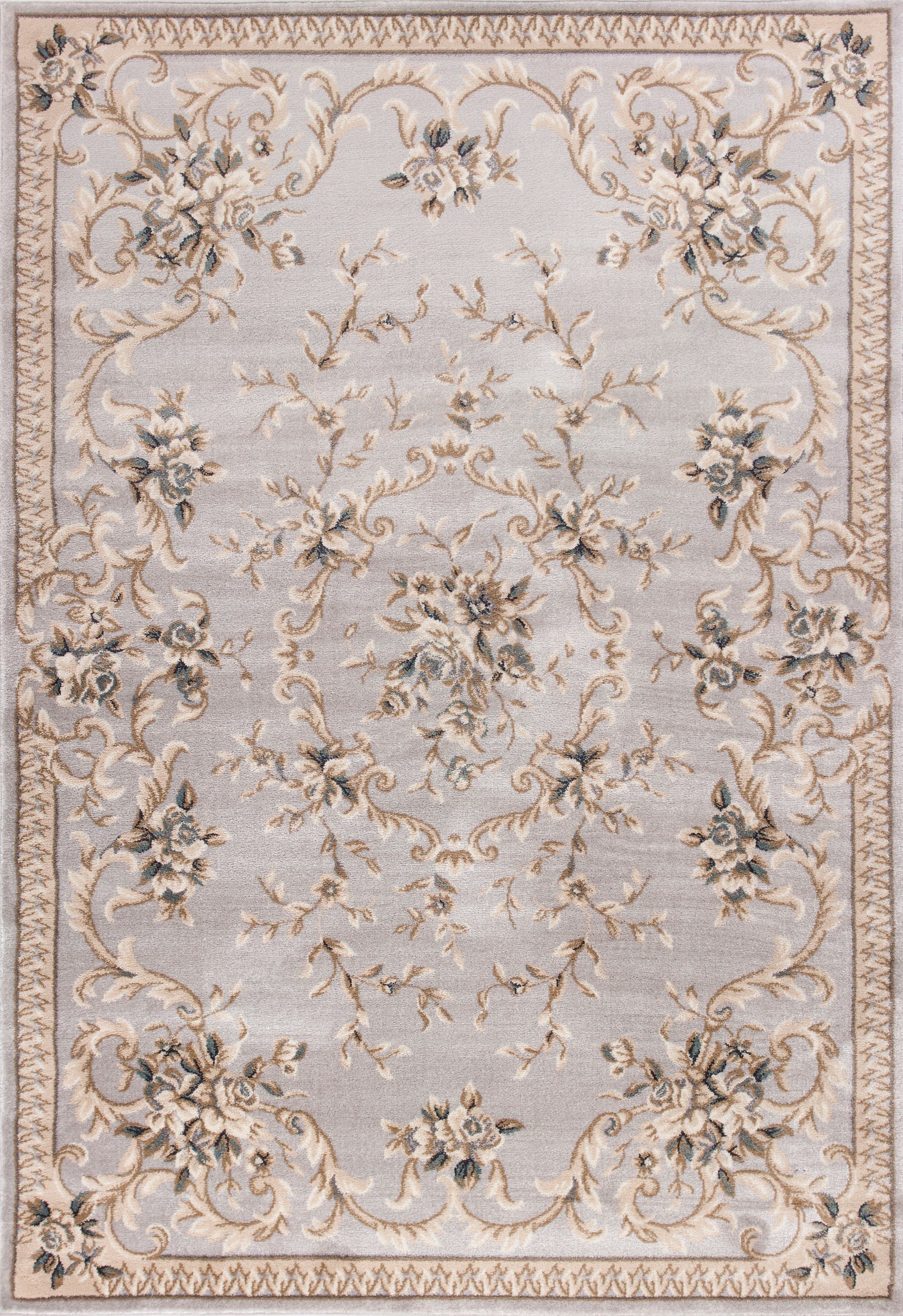 Avalon 5604 Light Grey Aubusson Machine Woven Performance Area Rug - Kas