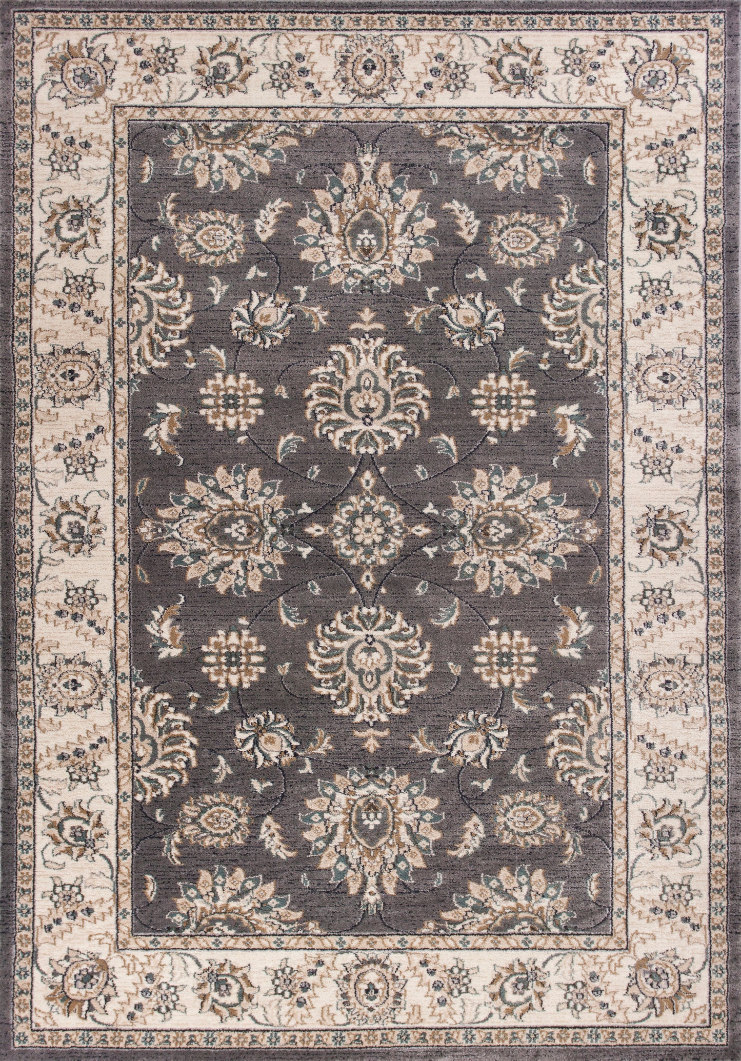 Avalon 5608 Grey/Ivory Kashan Machine Woven Performance Area Rug - Kas