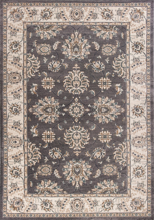 Avalon 5608 Grey/Ivory Kashan Machine Woven Performance Area Rug - Kas