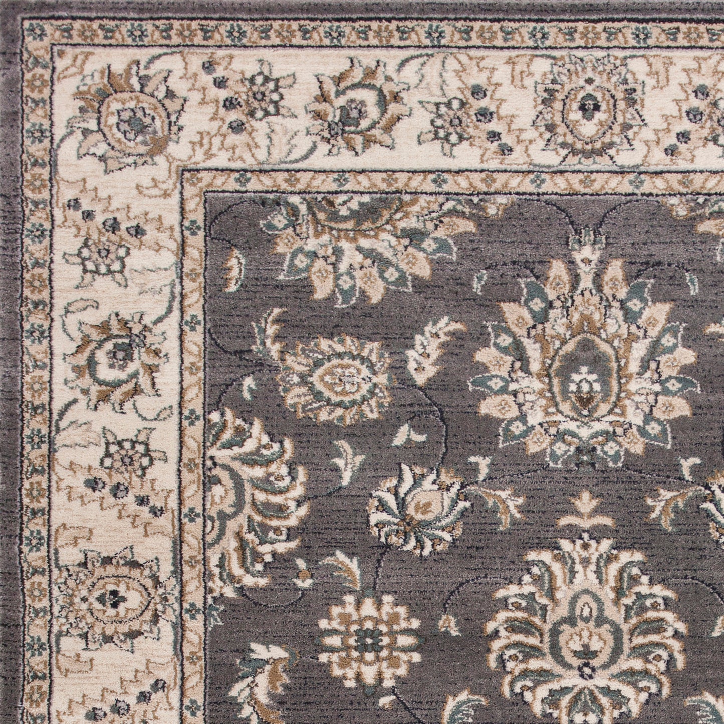 Avalon 5608 Grey/Ivory Kashan Machine Woven Performance Area Rug - Kas