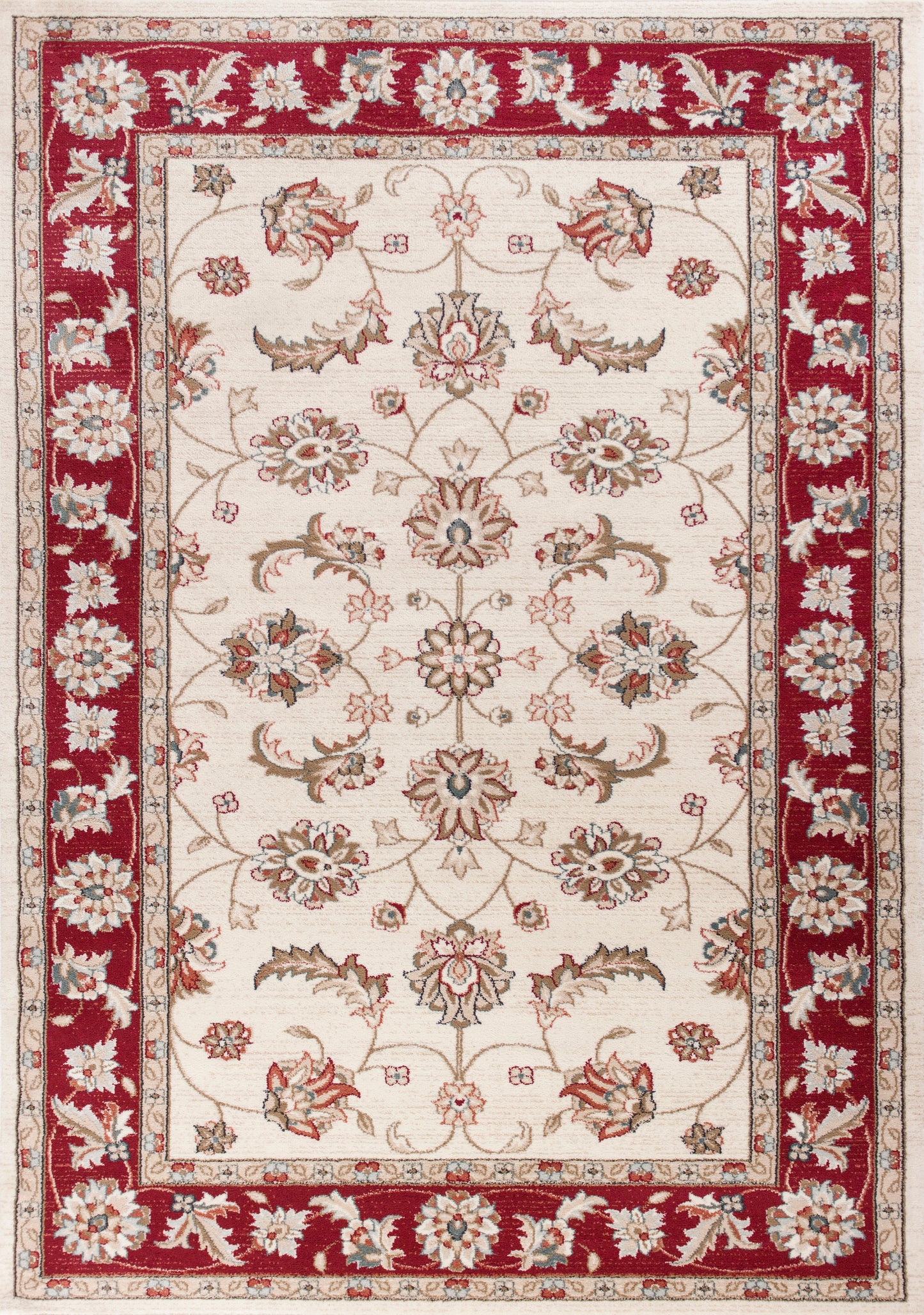 Avalon 5613 Ivory/Red  Mahal Machine Woven Performance Area Rug - Kas