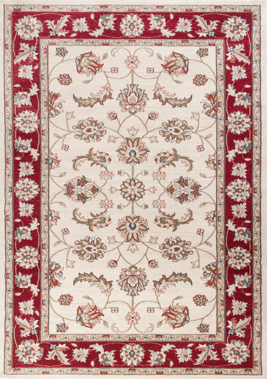 Avalon 5613 Ivory/Red  Mahal Machine Woven Performance Area Rug - Kas