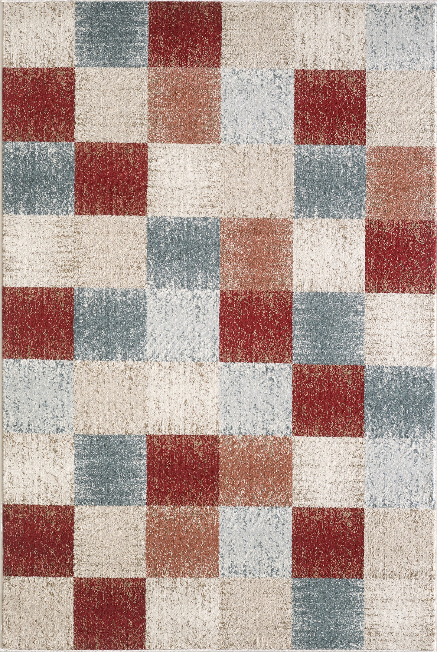 Avalon 5616 Brown Checkered Machine Woven Performance Area Rug - Kas