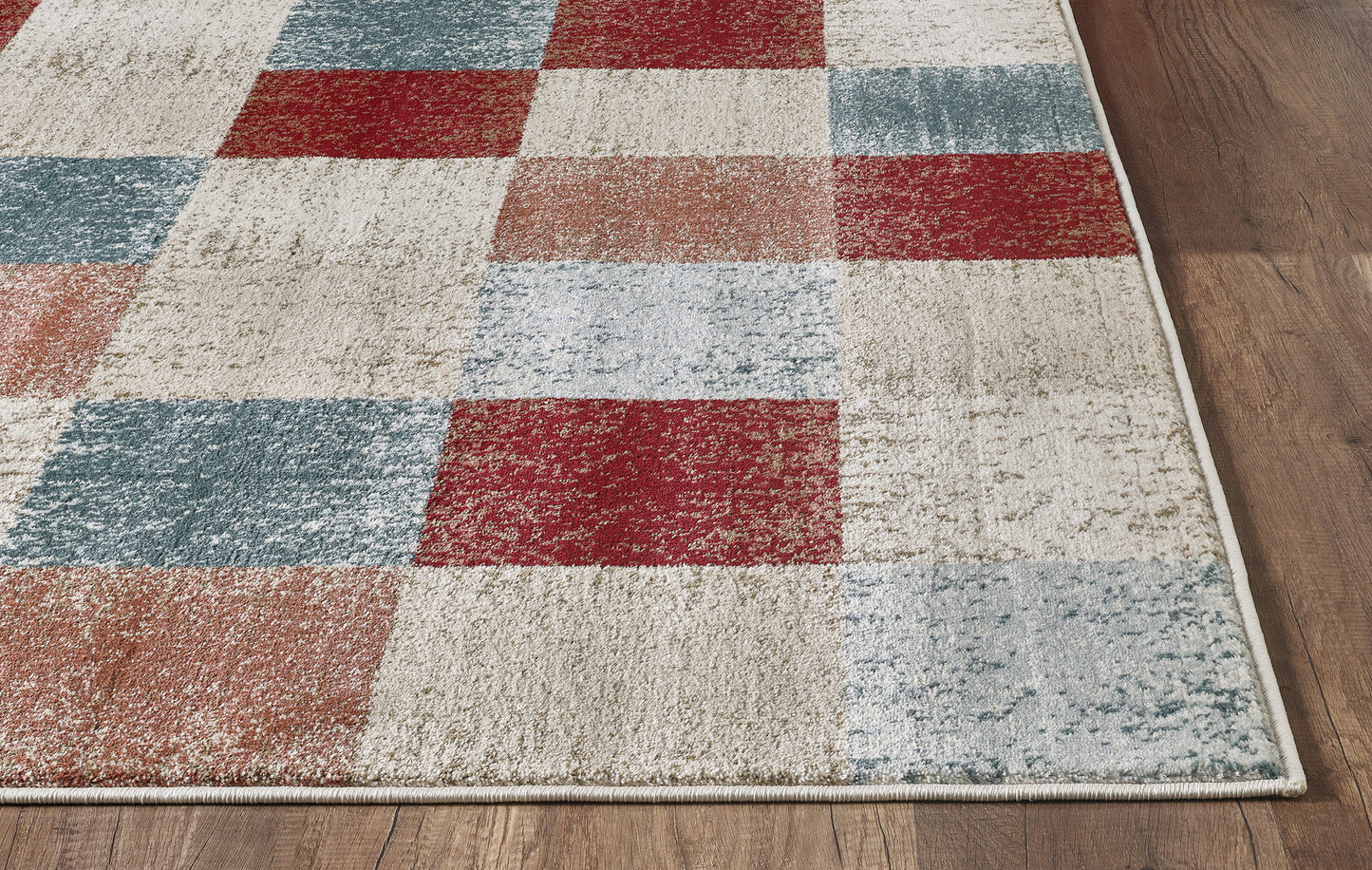 Avalon 5616 Brown Checkered Machine Woven Performance Area Rug - Kas