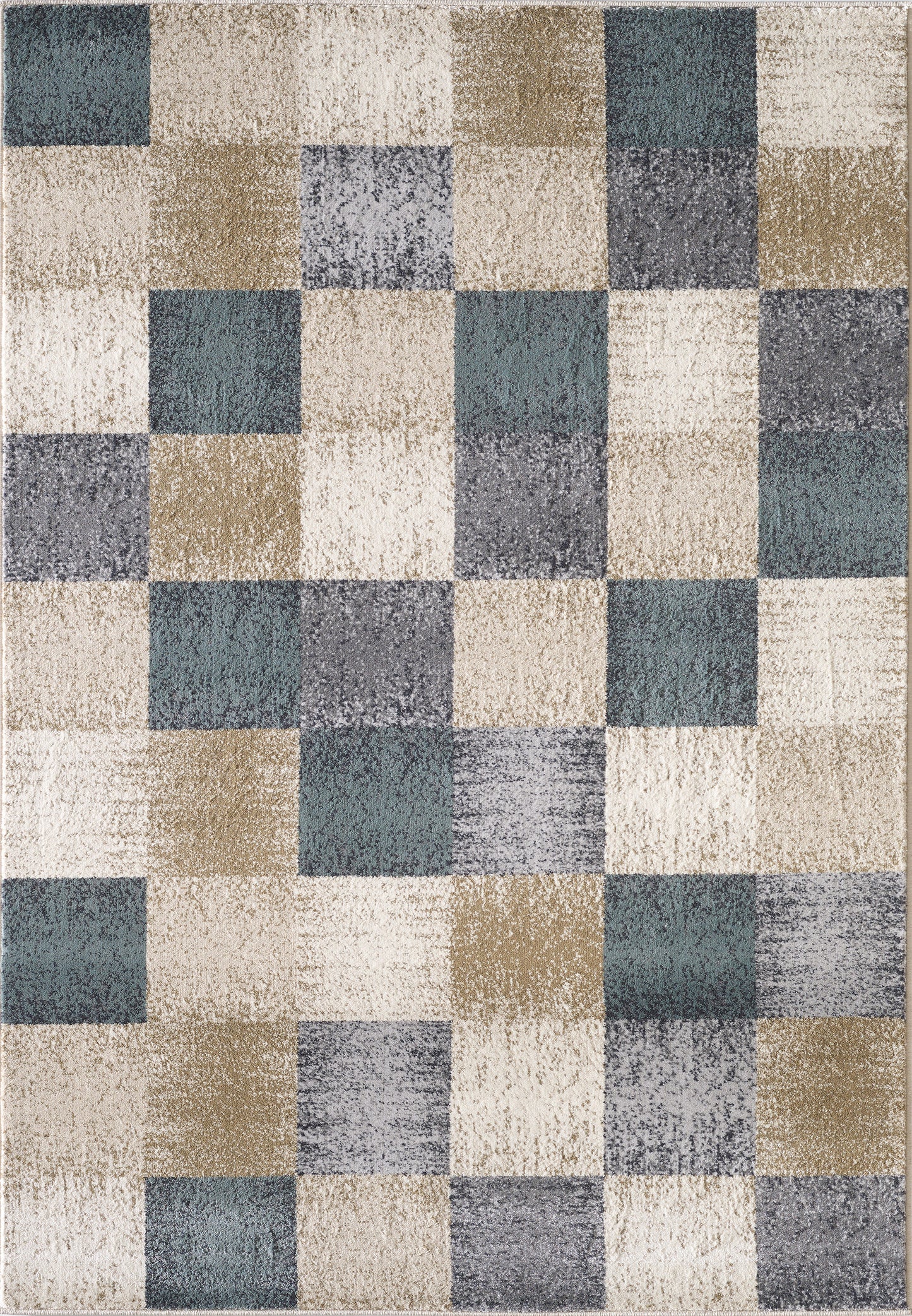 Avalon 5617 Ivory Checkered Machine Woven Performance Area Rug - Kas