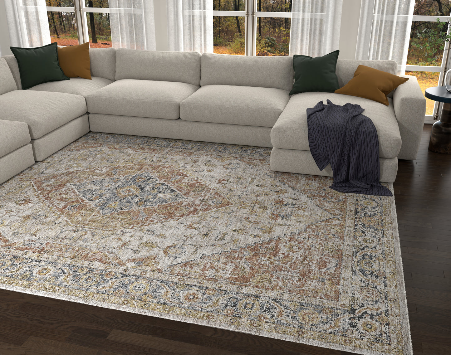 Avani 8401 Spice Serafina Machine Woven Performance Area Rug - Kas