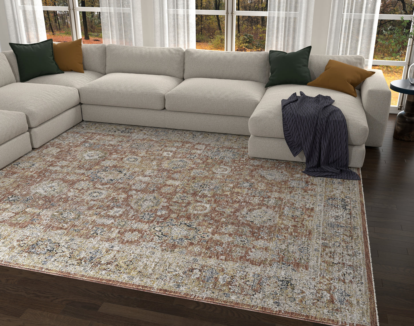 Avani 8405 Spice Marrakesh Machine Woven Performance Area Rug - Kas