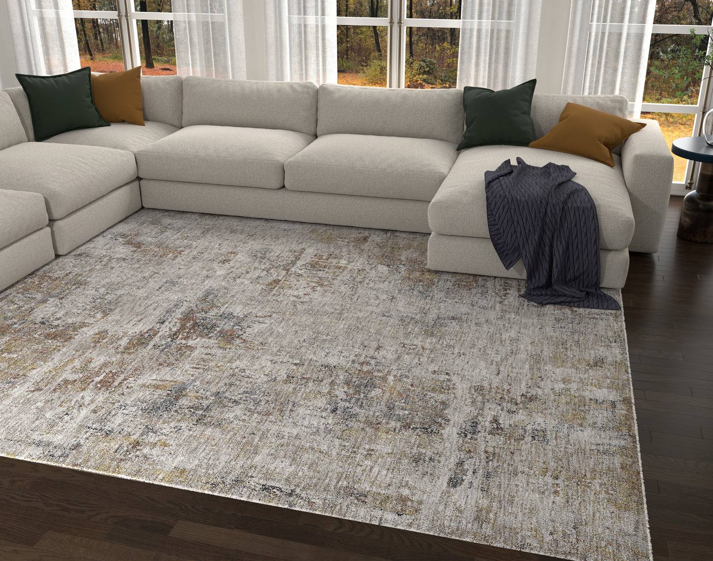 Avani 8408 Ivory/Spice Lisbon Machine Woven Performance Area Rug - Kas