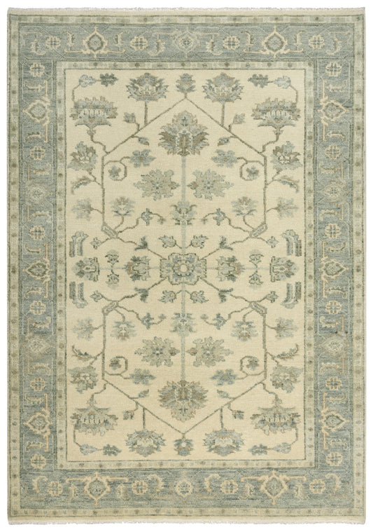 Belmont BMT960 Ivory/Blue Hand Knotted Rug - Rizzy