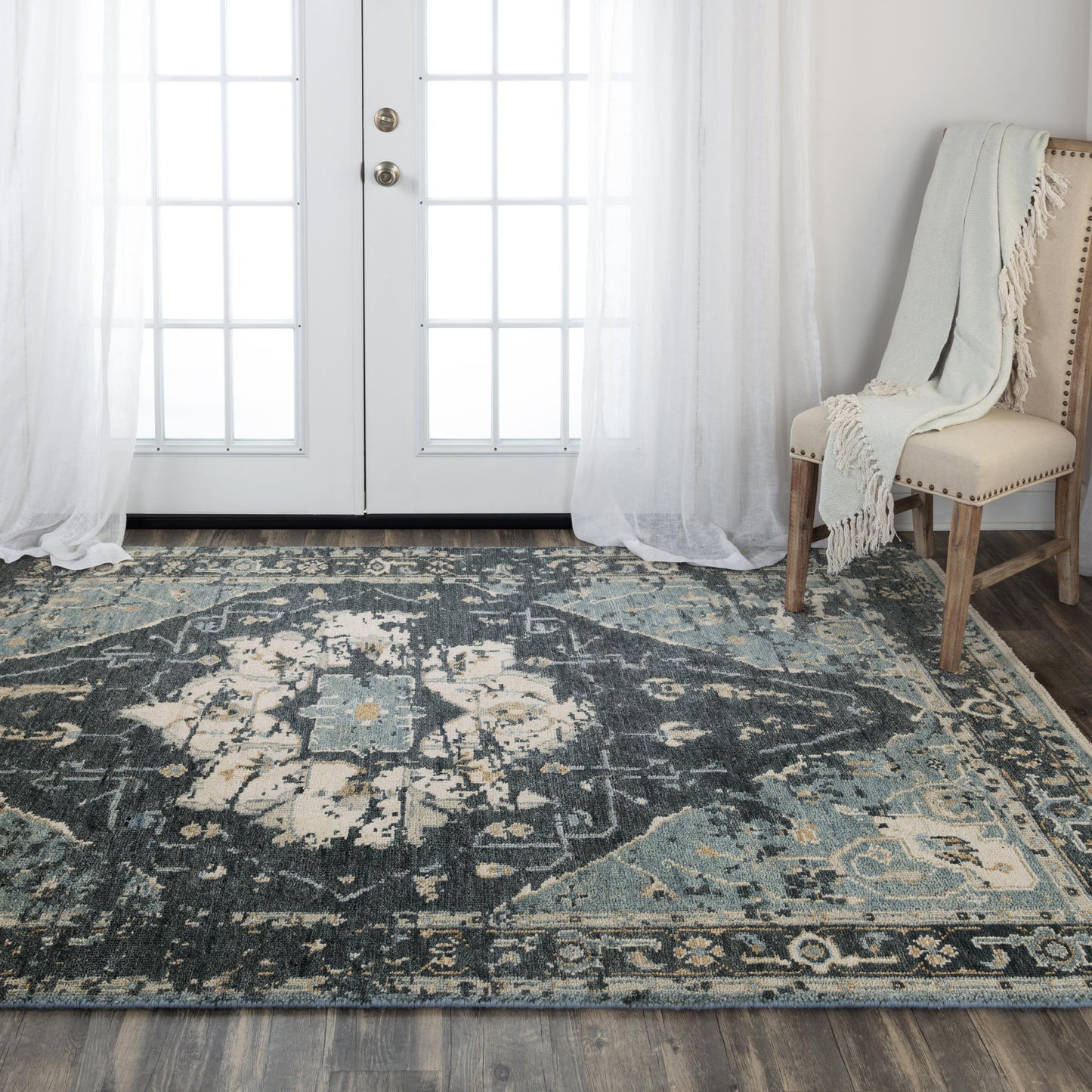 Belmont BMT987 Blue Hand Knotted Rug - Rizzy