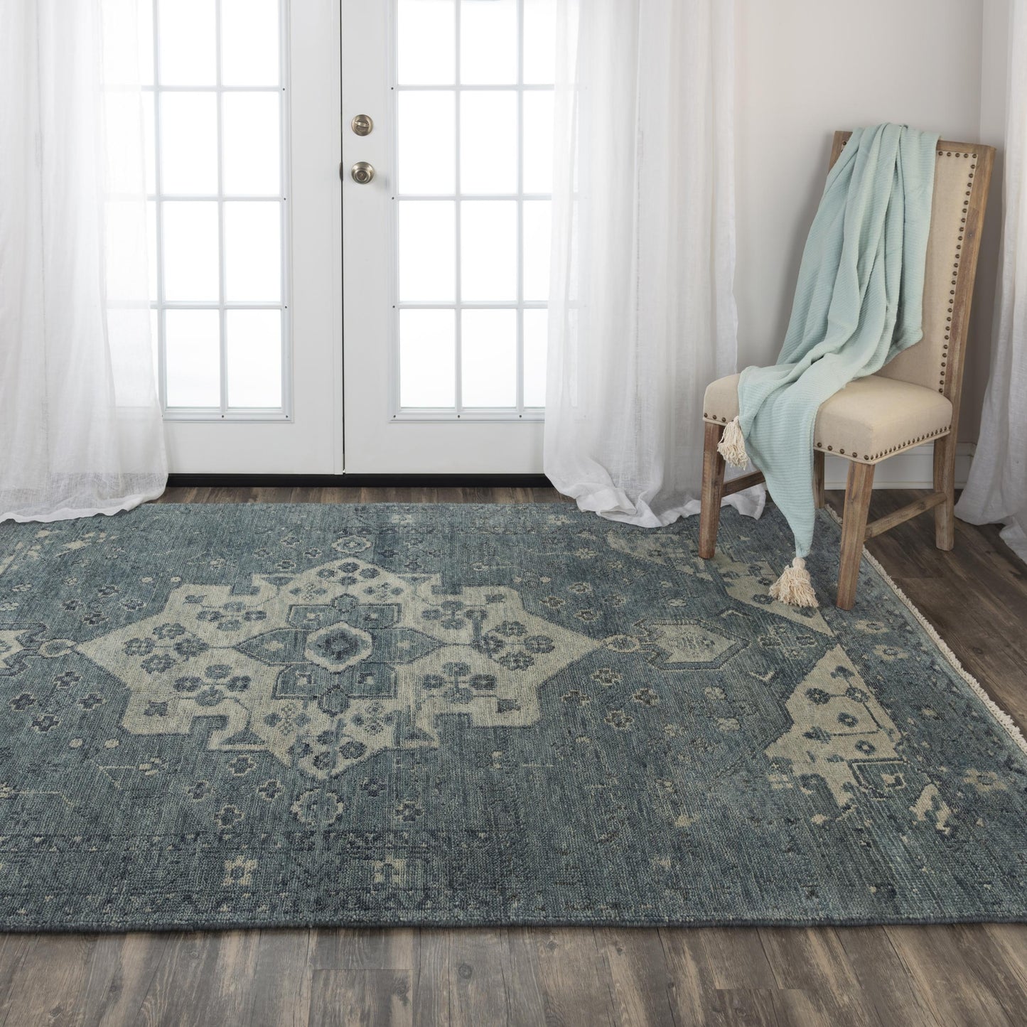 Belmont BMT990 Blue Hand Knotted Rug - Rizzy