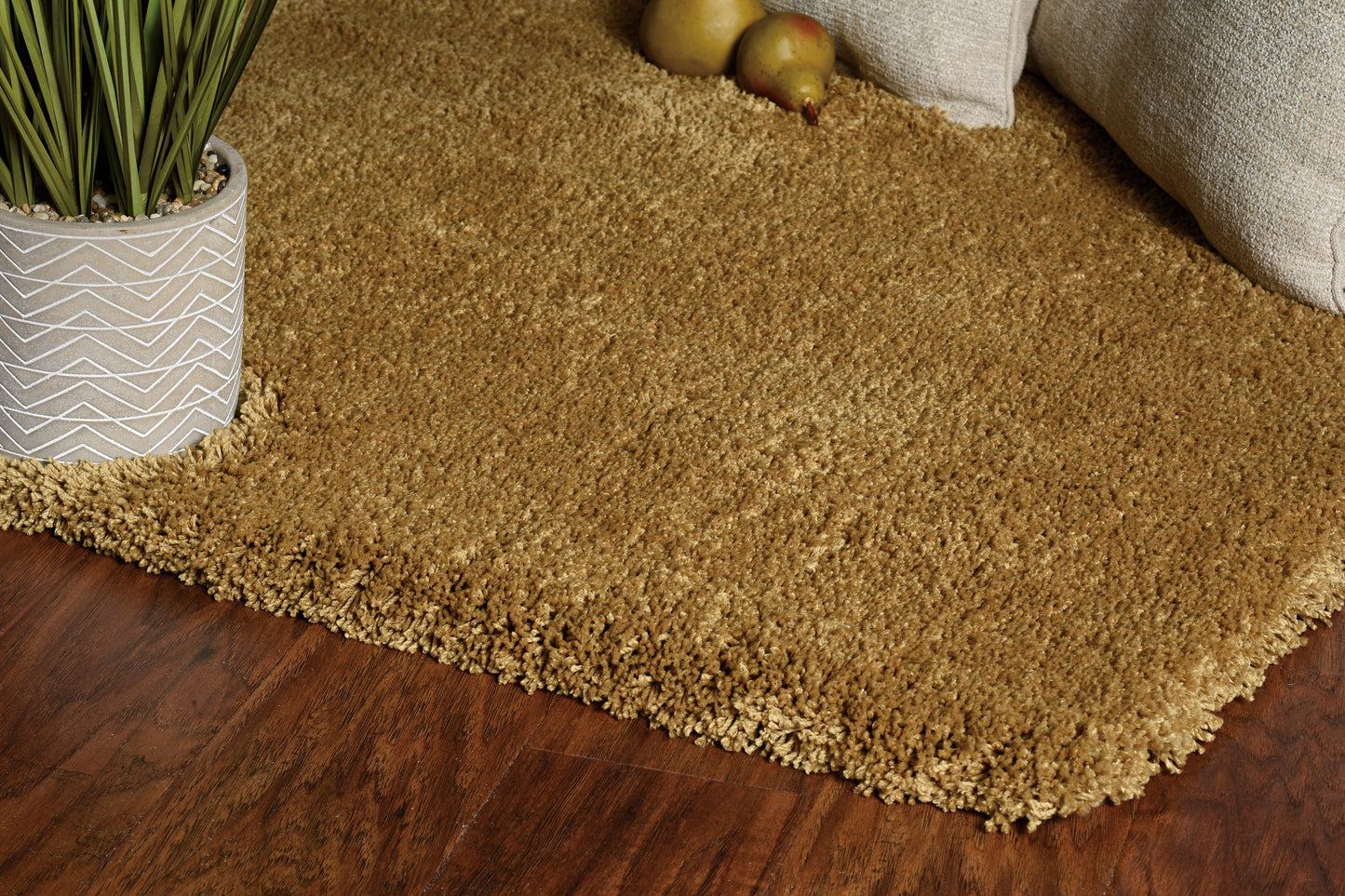 Bliss 1567 Gold Shag Machine Made Area Rug - Kas