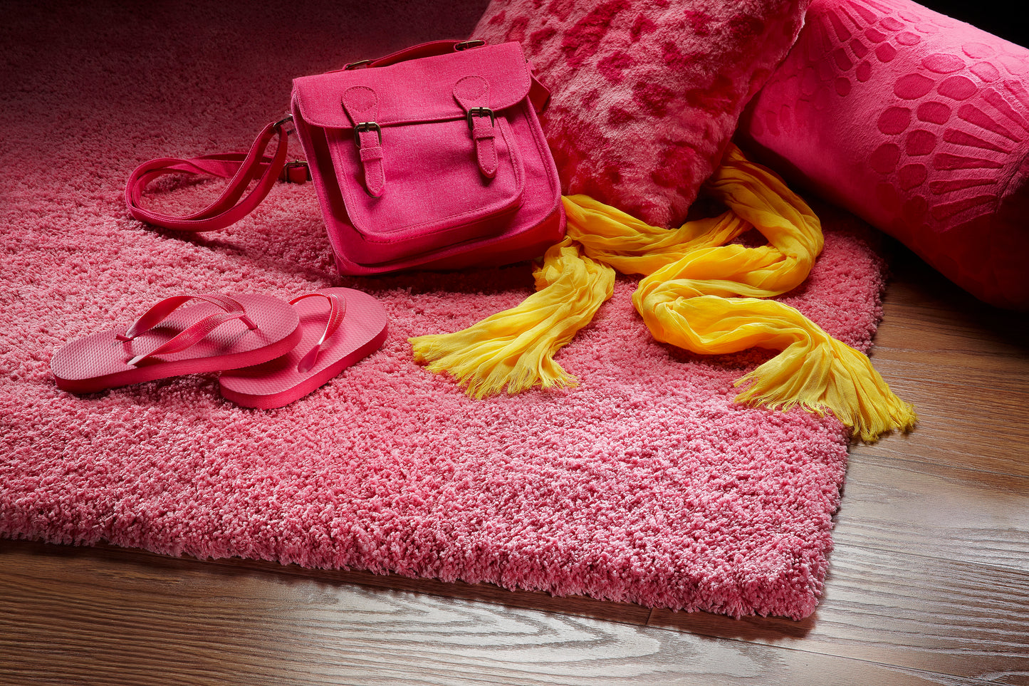 Bliss 1576 Hot Pink Shag Machine Made Area Rug - Kas