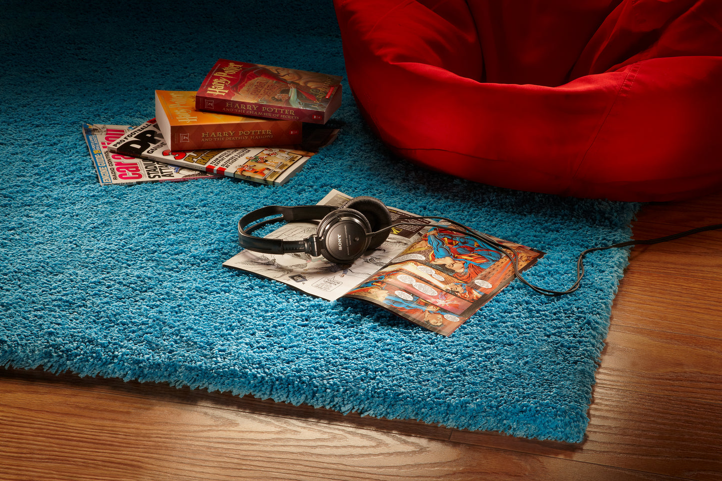 Bliss 1577 Highlighter Blue Shag Machine Made Area Rug - Kas