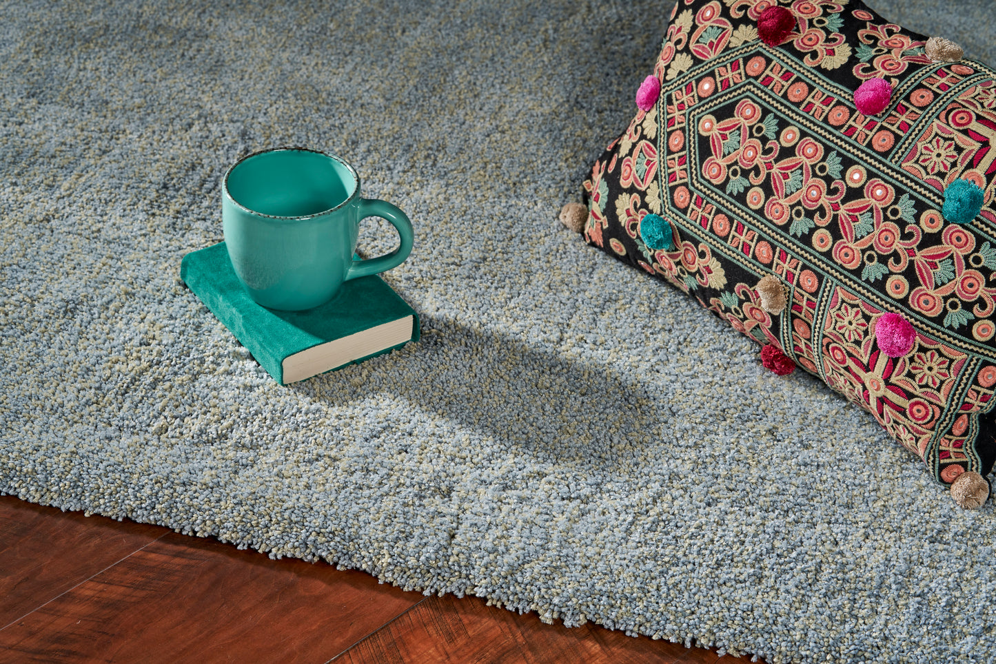 Bliss 1582 Blue Heather Shag Machine Made Area Rug - Kas