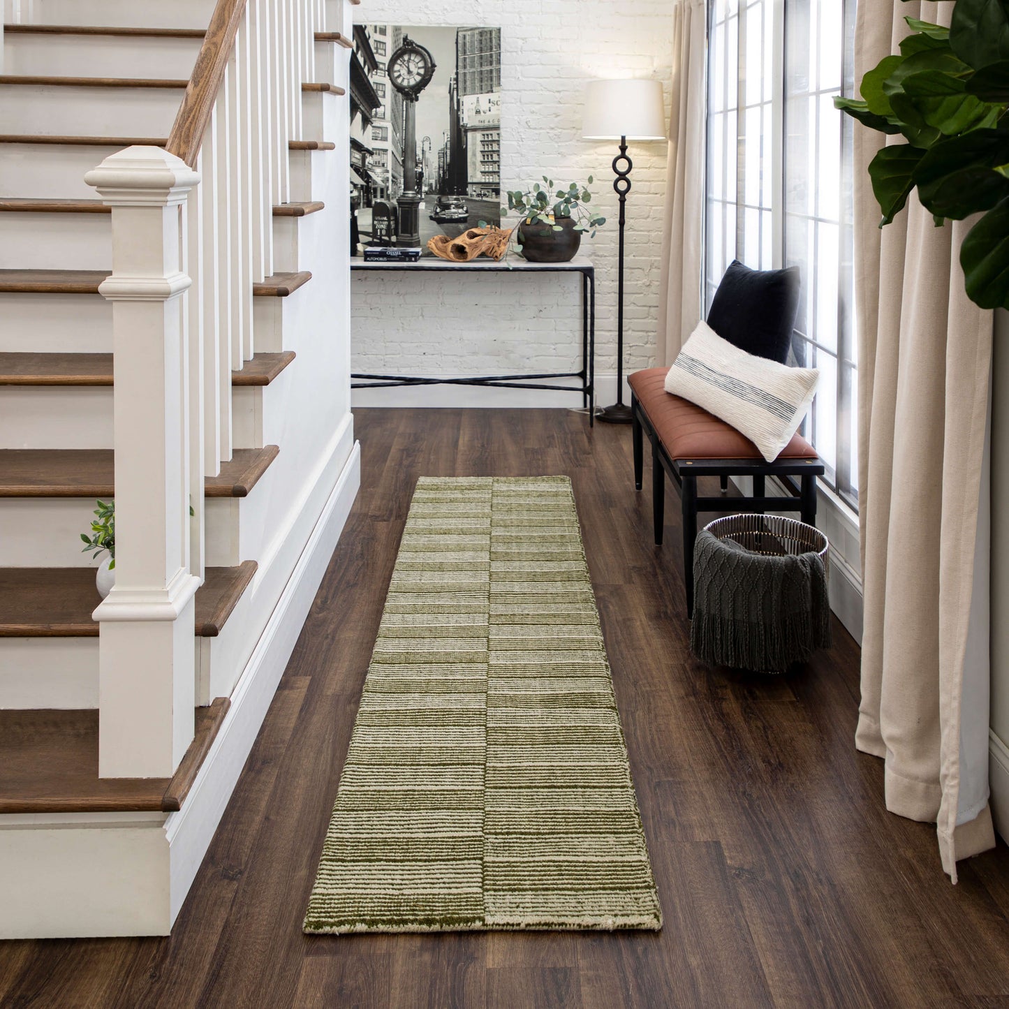 Karastan Rugs Broken Stripe Moss Area Rug