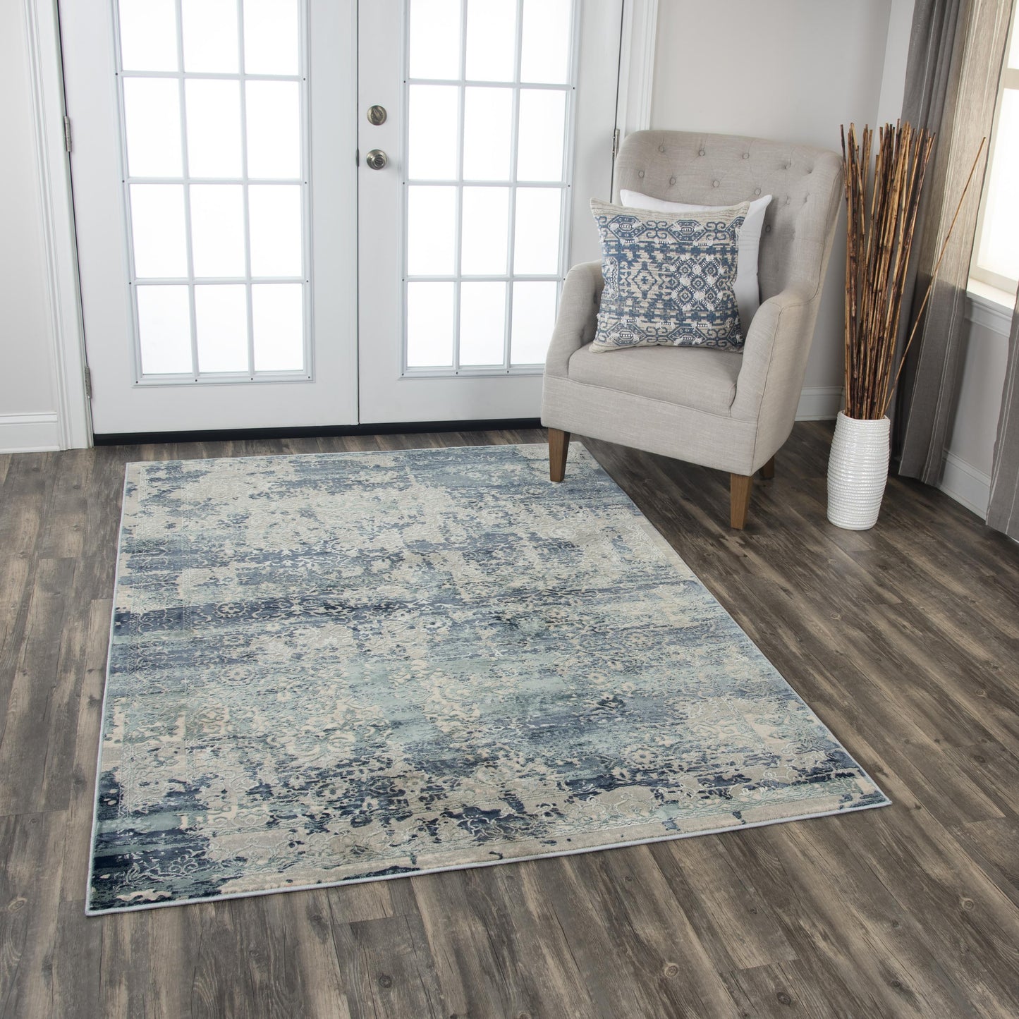 Chelsea CHS107 Gray/Teal Power Loomed Rug - Rizzy