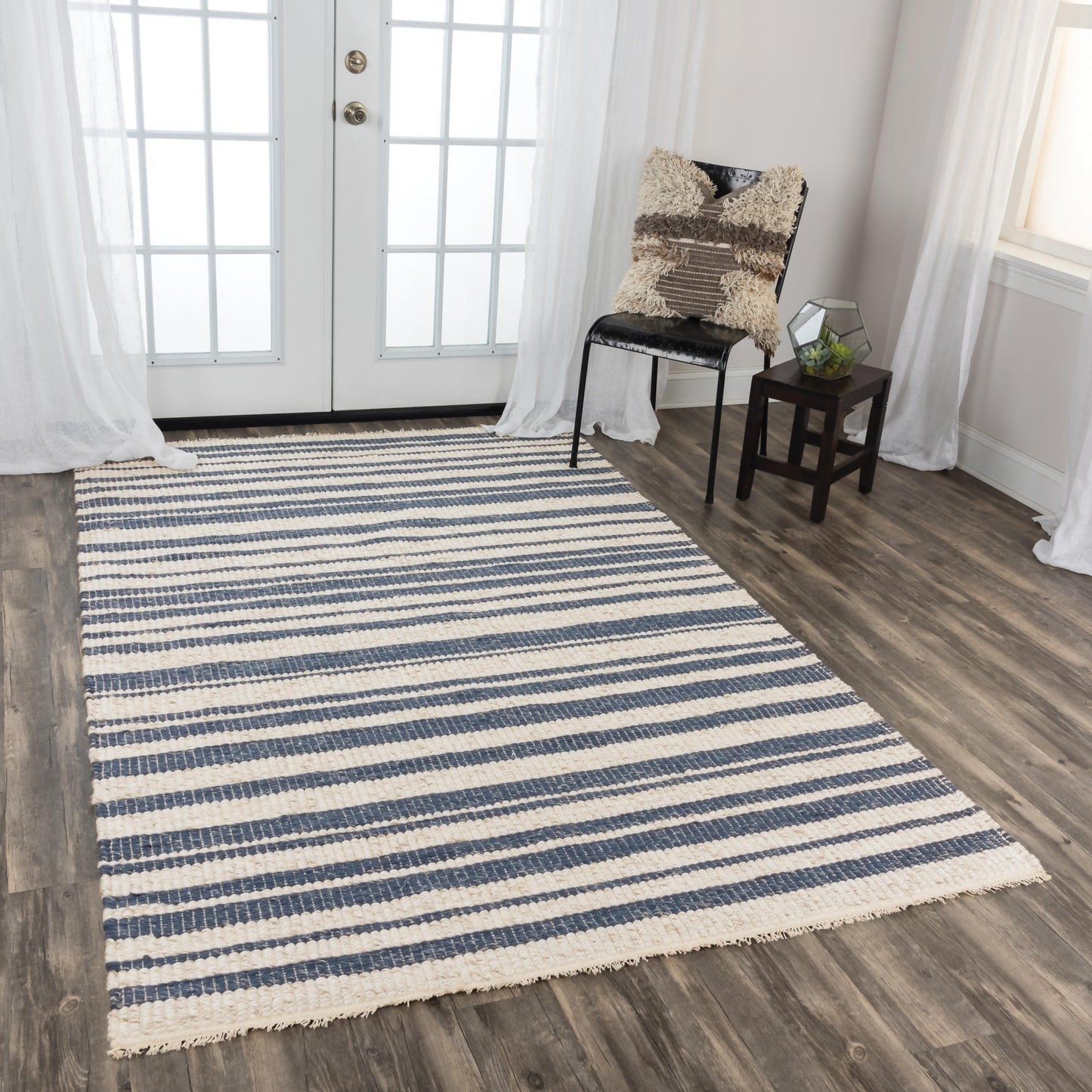 Capri CPI107 Ivory/Blue Hand Woven Rug - Rizzy