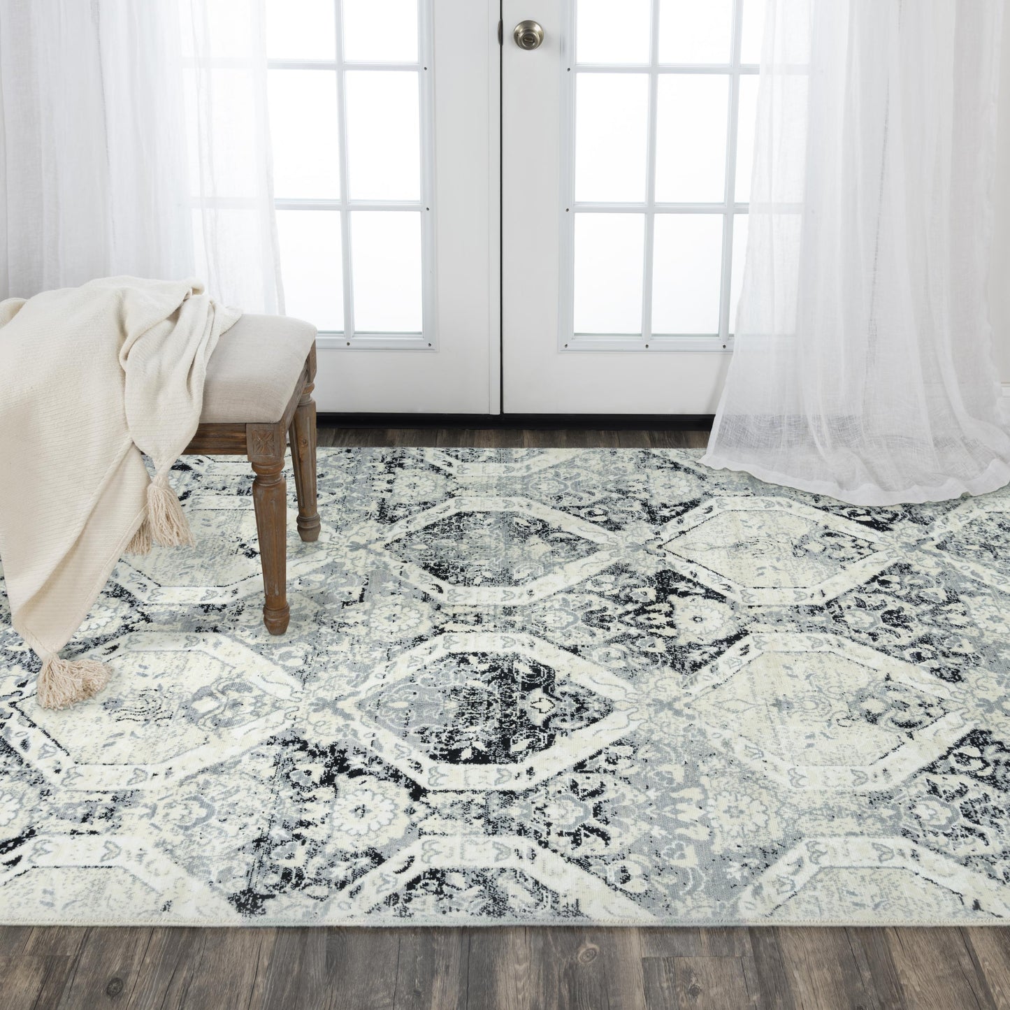 Couture CUT112 Ivory/Black Hybrid Rug - Rizzy