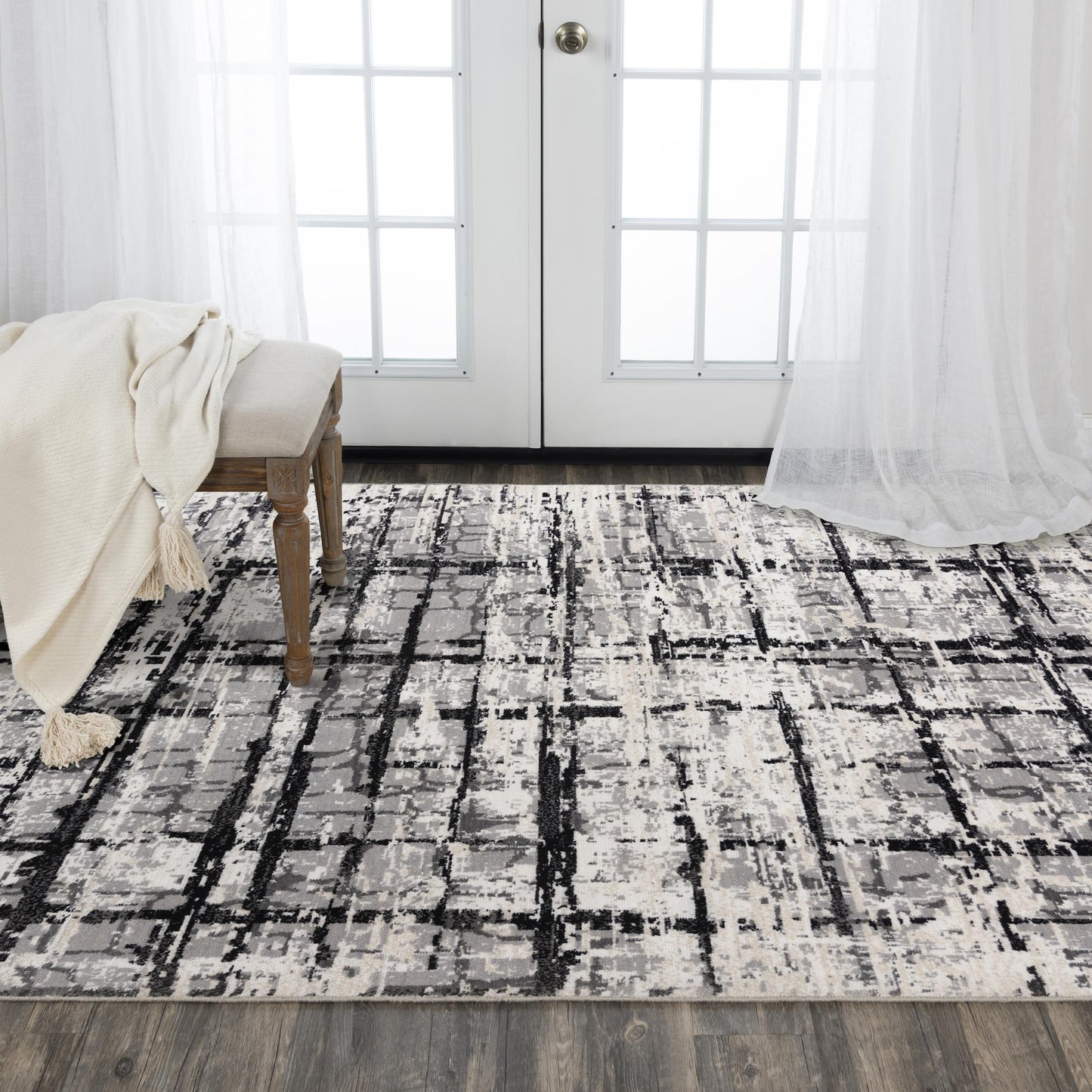 Couture CUT117 Black/Ivory Hybrid Rug - Rizzy