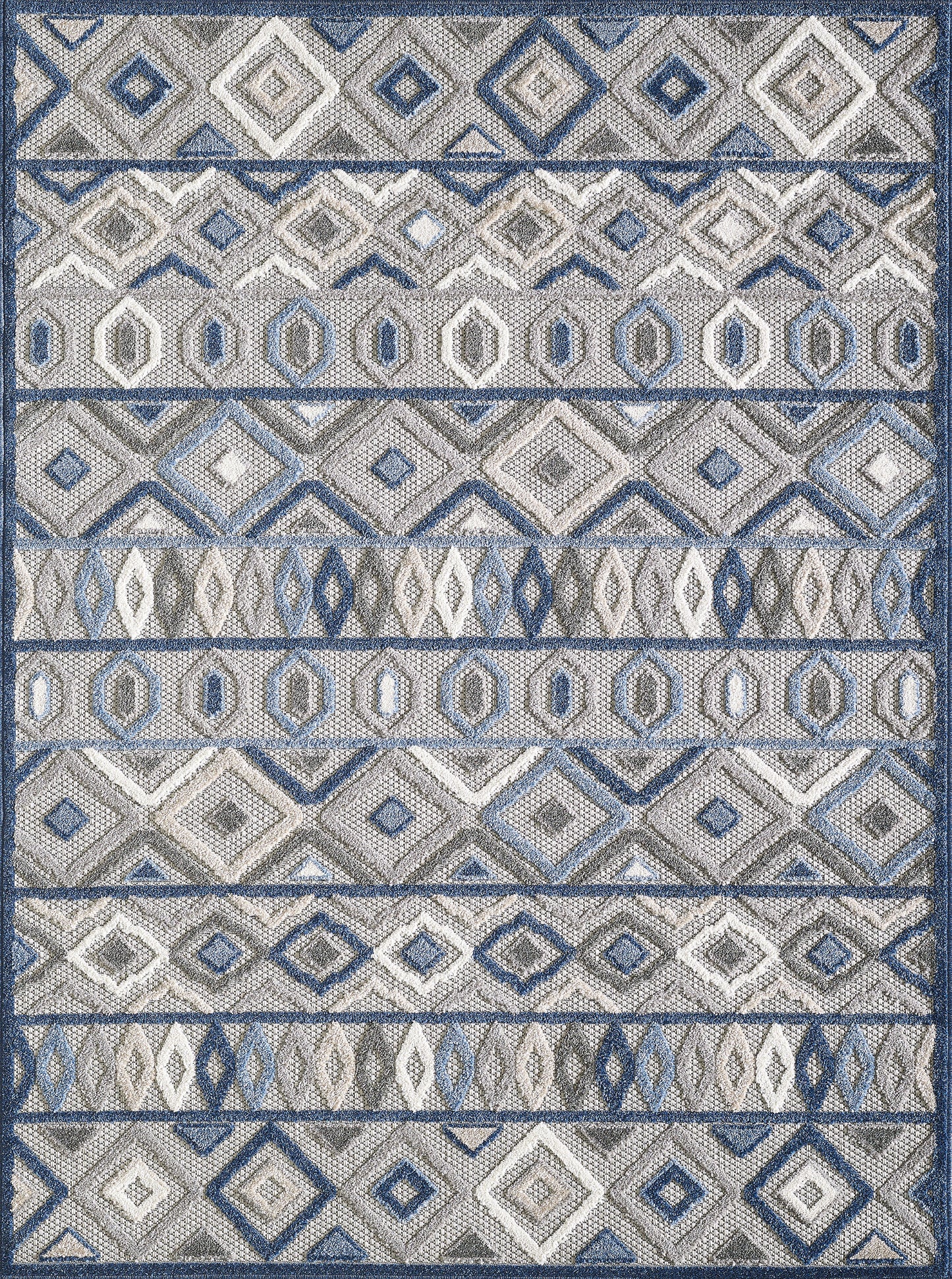 Calla 6921 Grey/Blue Aztec Machine Woven Performance Area Rug - Kas