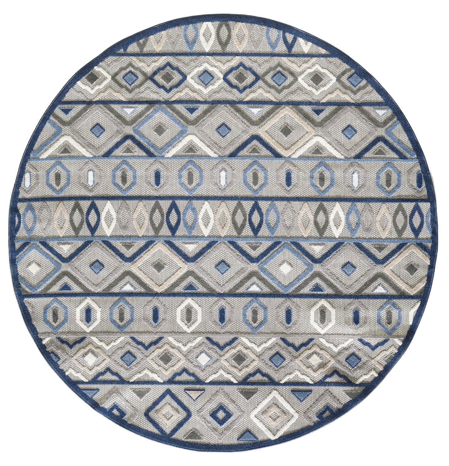 Calla 6921 Grey/Blue Aztec Machine Woven Performance Area Rug - Kas