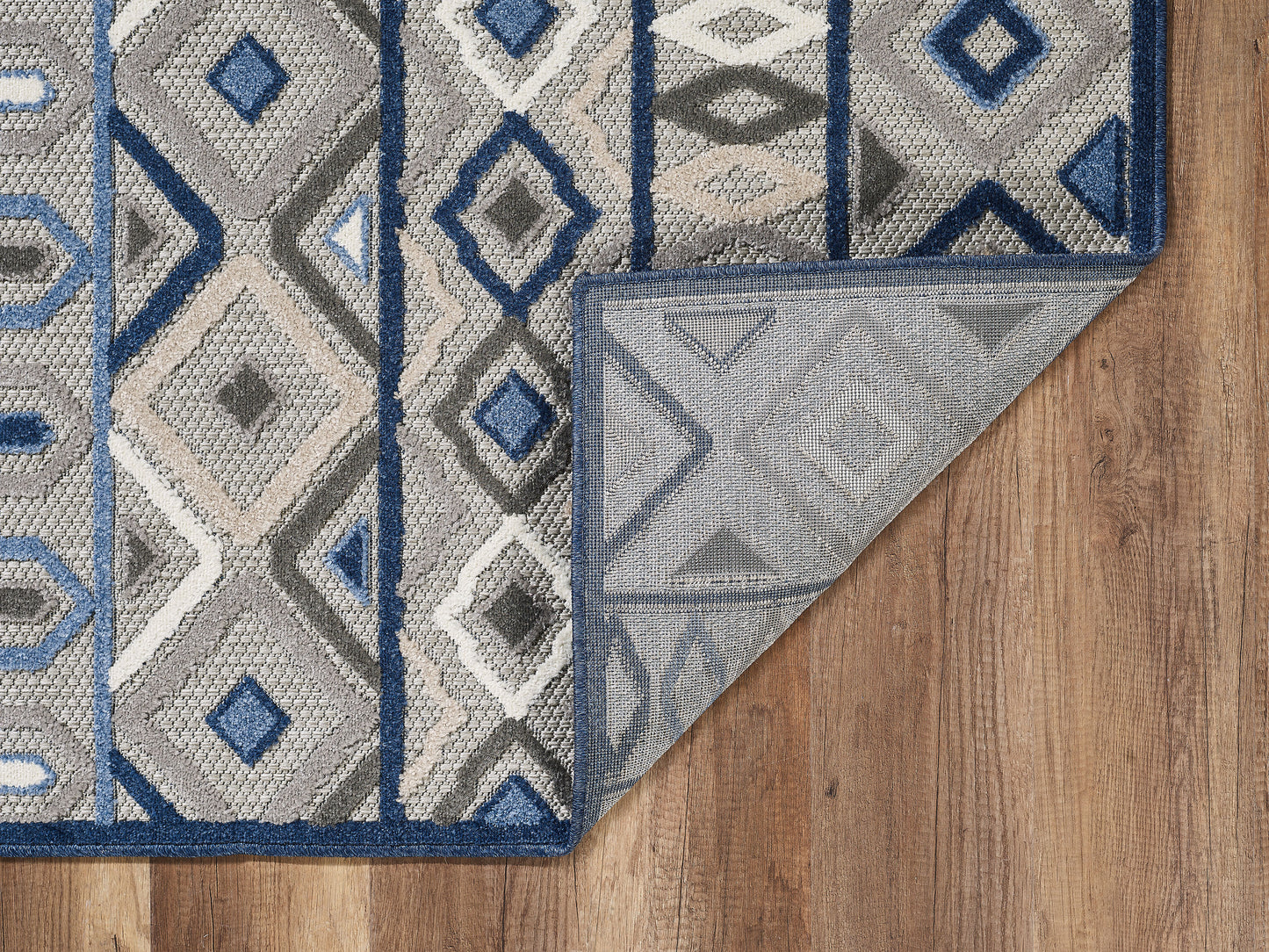 Calla 6921 Grey/Blue Aztec Machine Woven Performance Area Rug - Kas