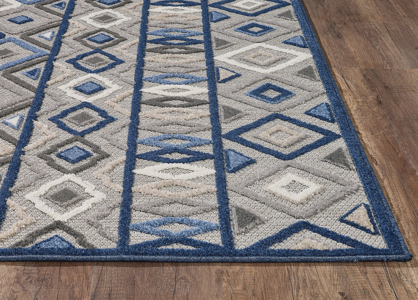 Calla 6921 Grey/Blue Aztec Machine Woven Performance Area Rug - Kas