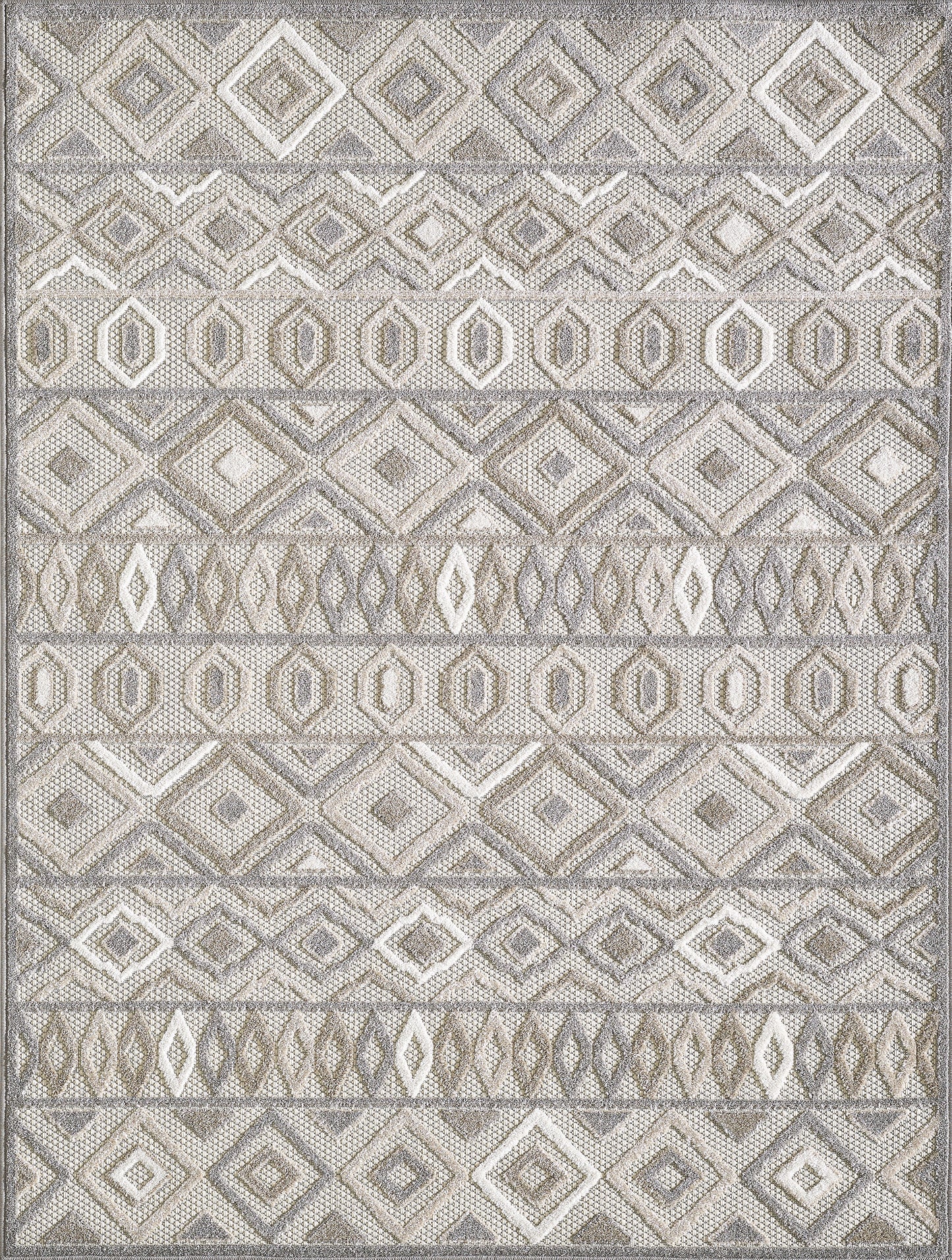 Calla 6925 Grey Aztec Machine Woven Performance Area Rug - Kas