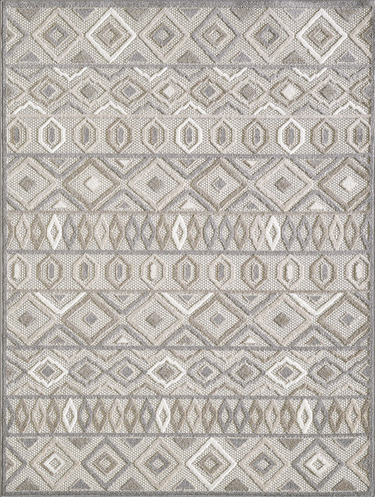 Calla 6925 Grey Aztec Machine Woven Performance Area Rug - Kas