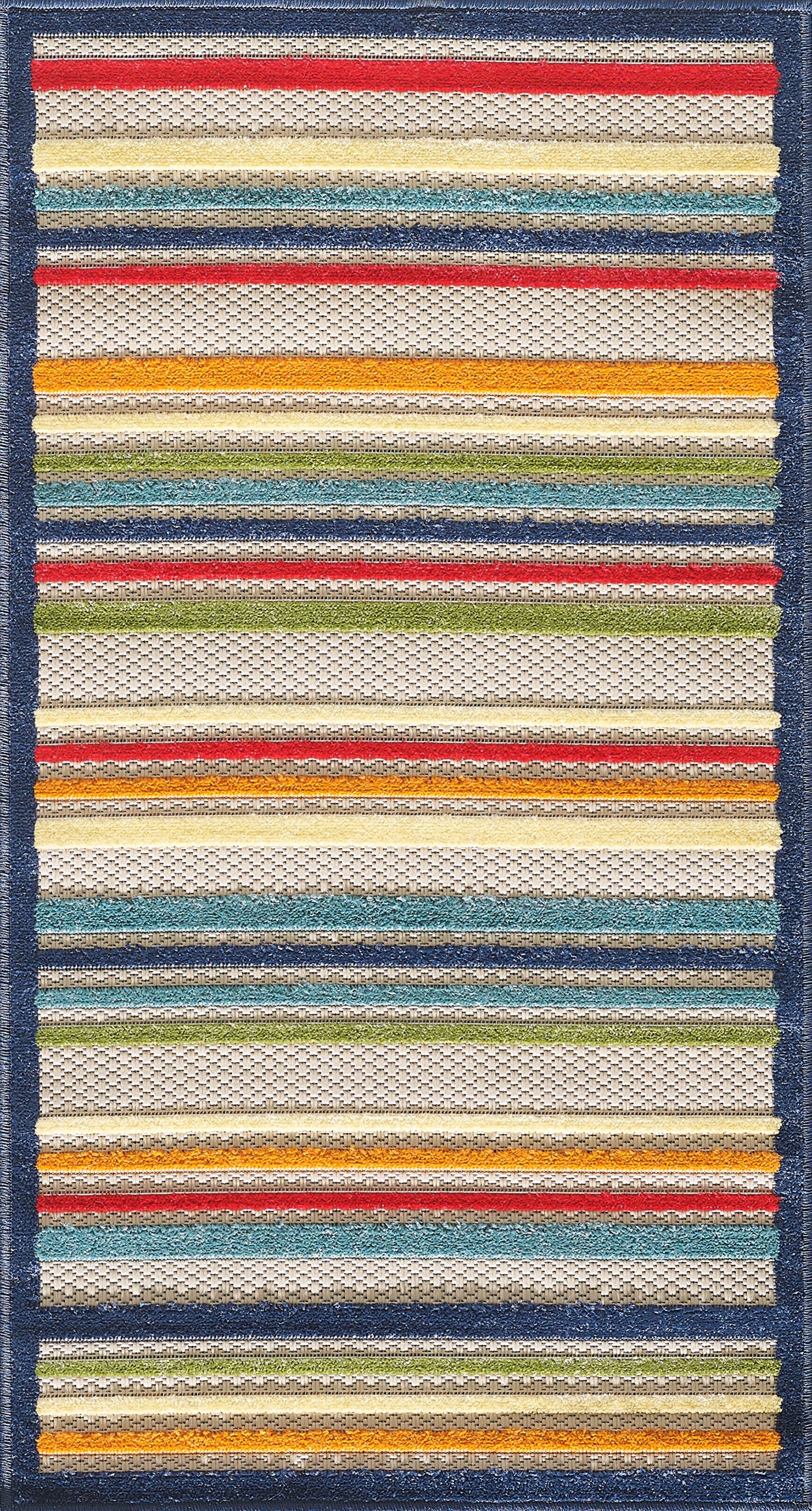 Calla 6927 Ivory/Multi Stripes Machine Woven Performance Area Rug - Kas