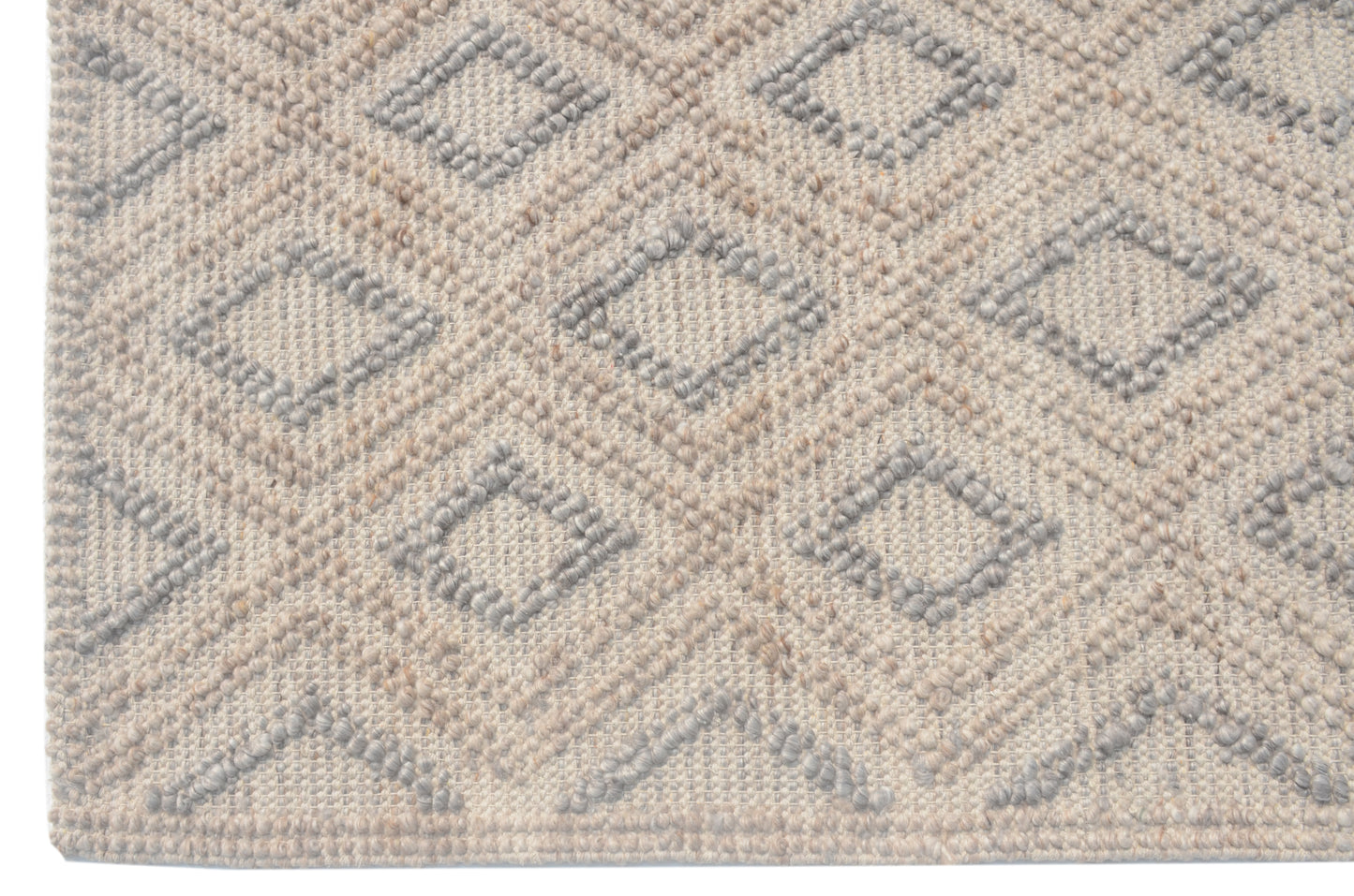 Chloe 7722 Natural Grey Diamond Handwoven Performance Area Rug - Kas