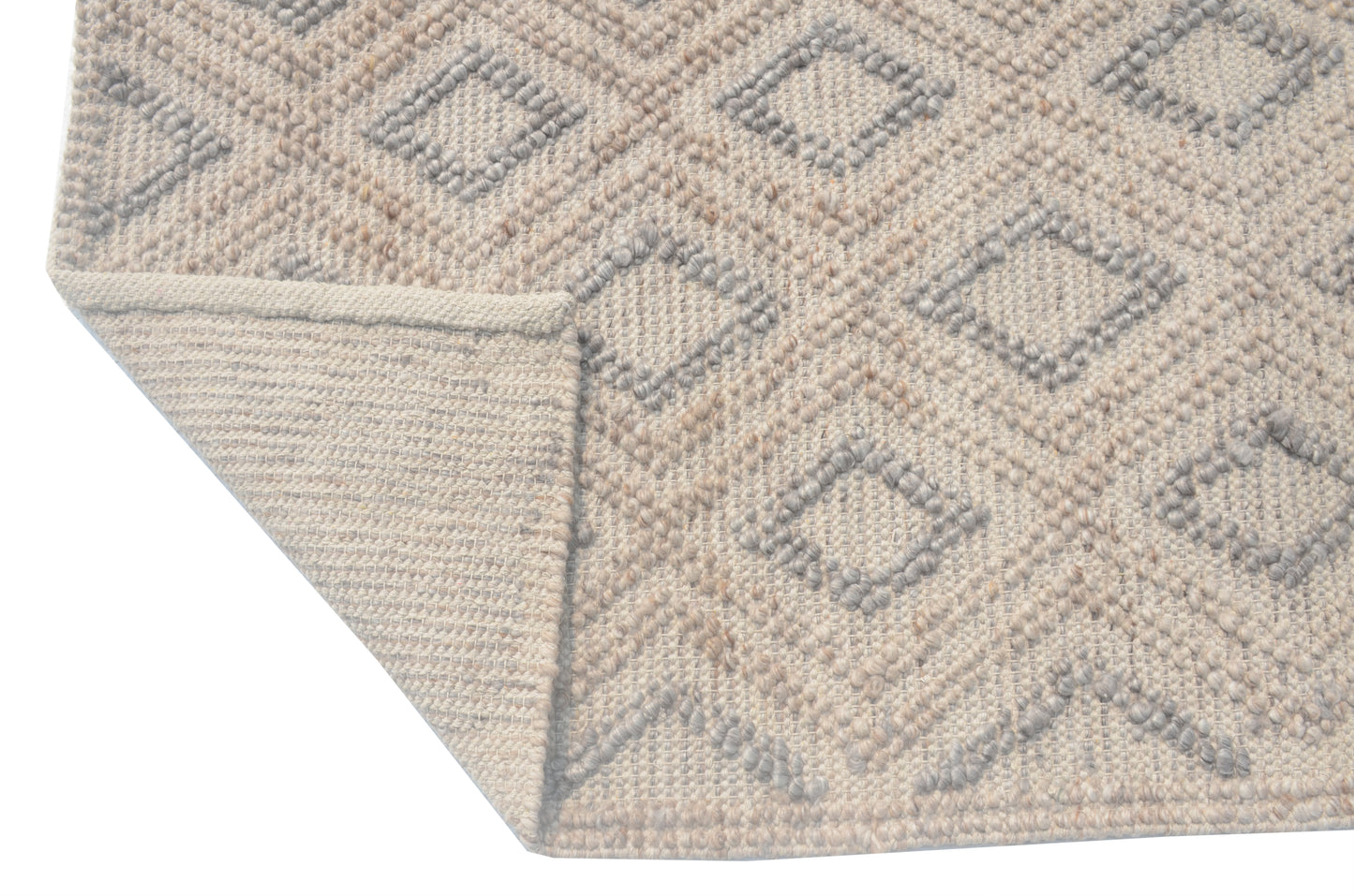 Chloe 7722 Natural Grey Diamond Handwoven Performance Area Rug - Kas