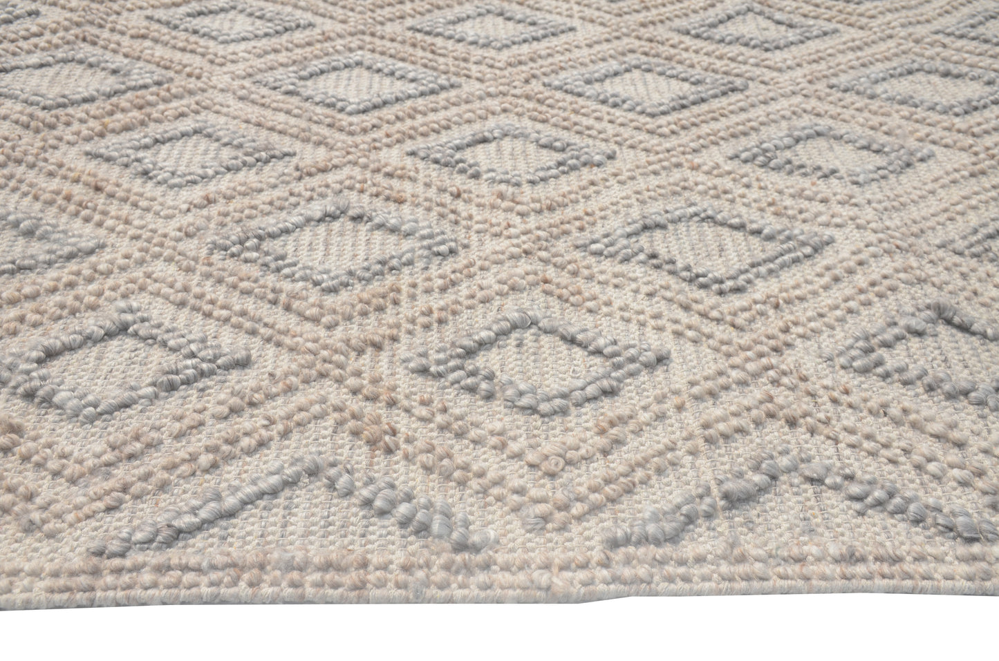 Chloe 7722 Natural Grey Diamond Handwoven Performance Area Rug - Kas