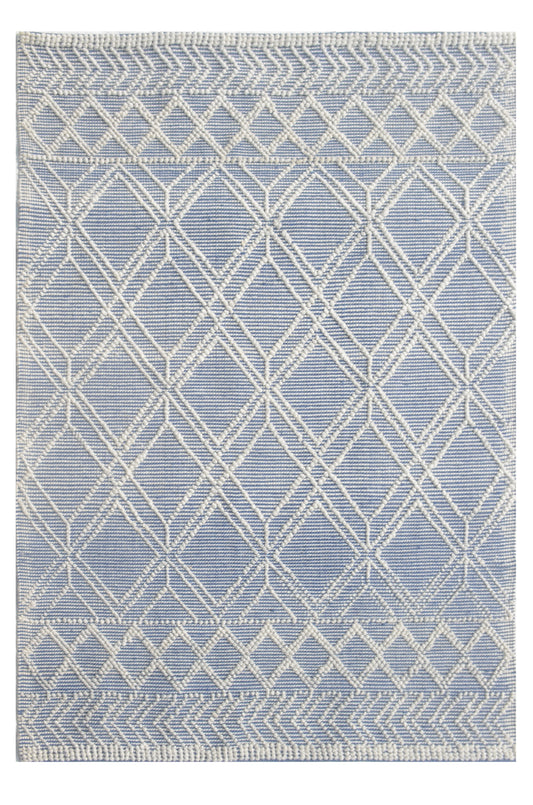 Chloe 7724 Blue Ivory Geo Handwoven Performance Area Rug - Kas