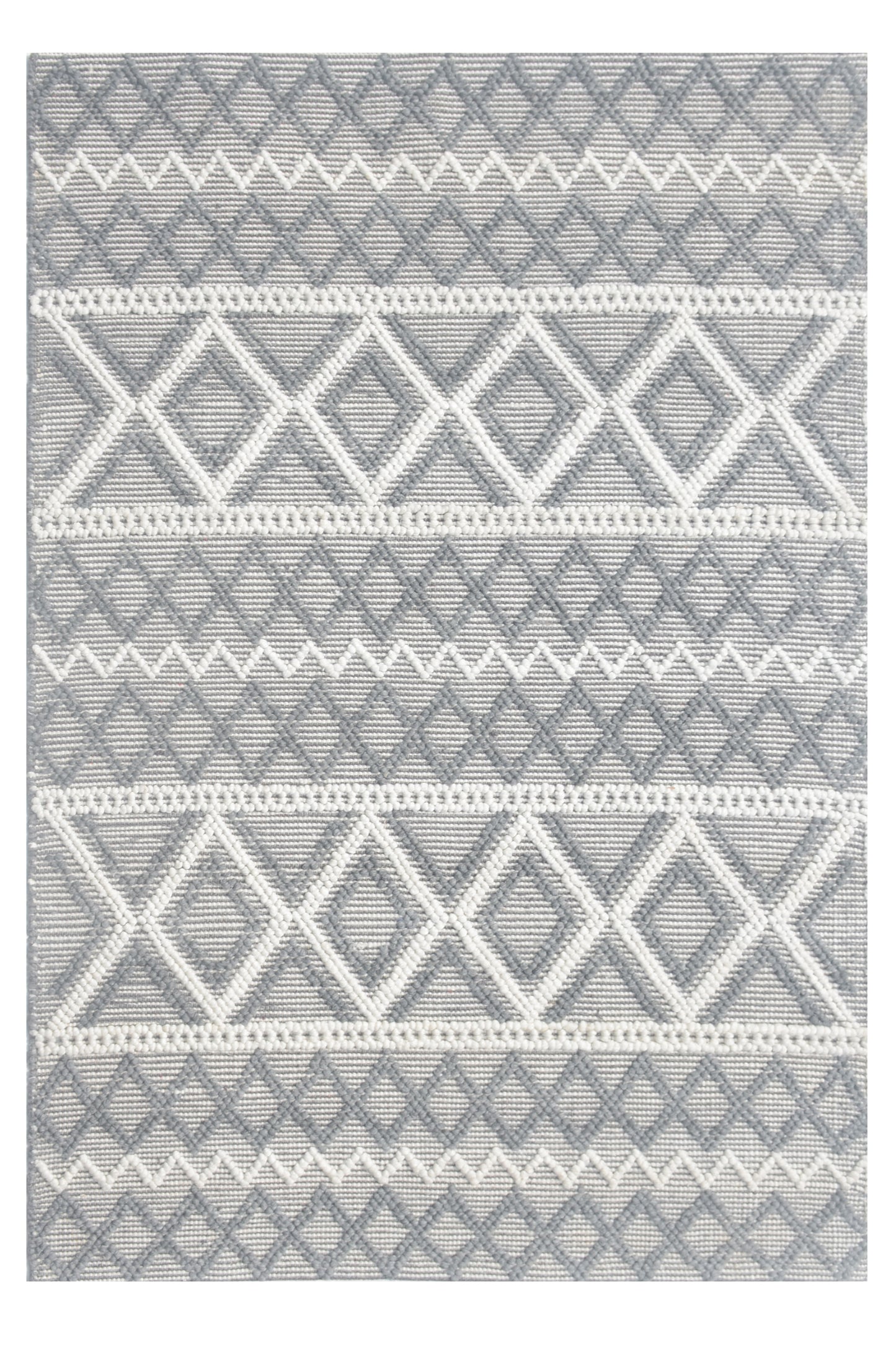 Chloe 7725 Grey Ivory Boho Handwoven Performance Area Rug - Kas