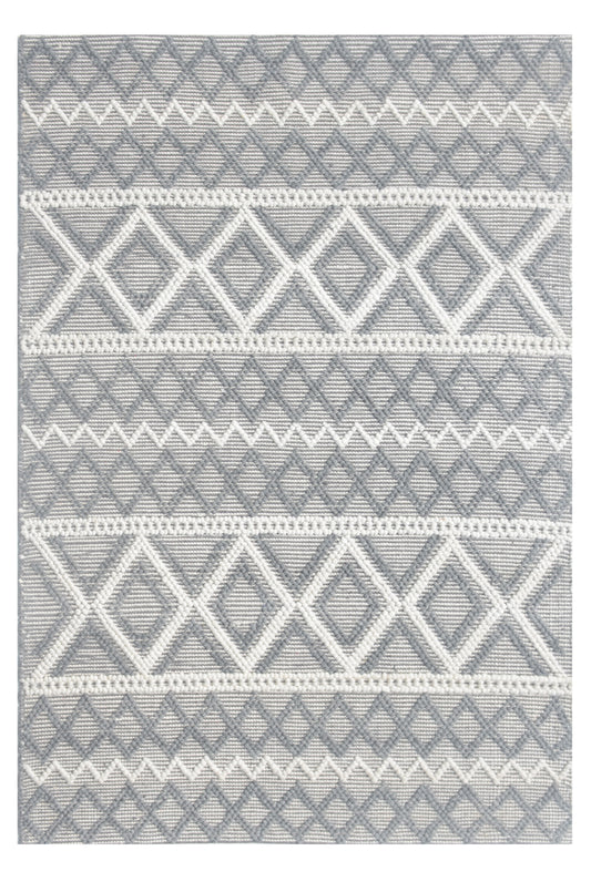 Chloe 7725 Grey Ivory Boho Handwoven Performance Area Rug - Kas