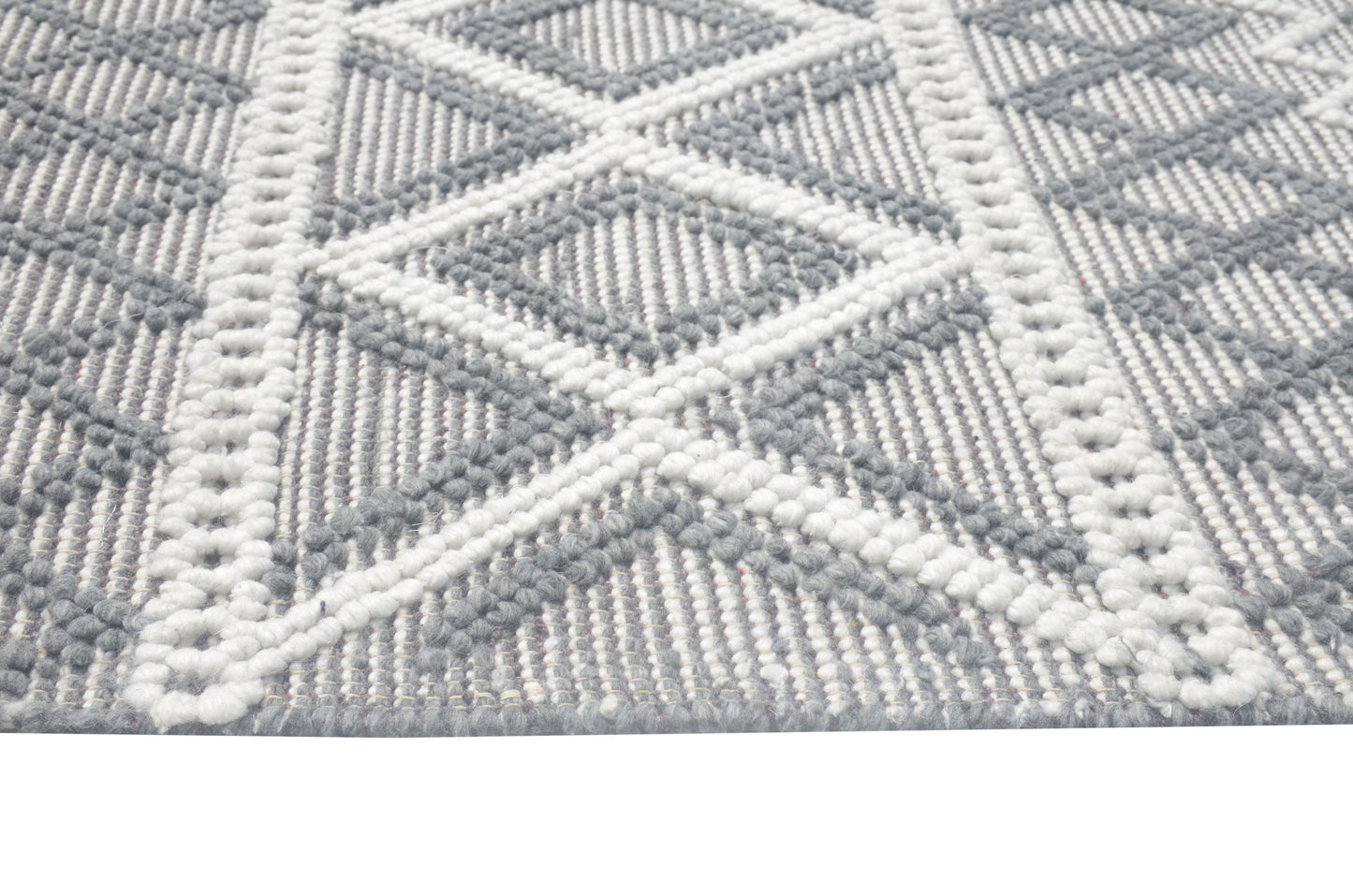 Chloe 7725 Grey Ivory Boho Handwoven Performance Area Rug - Kas