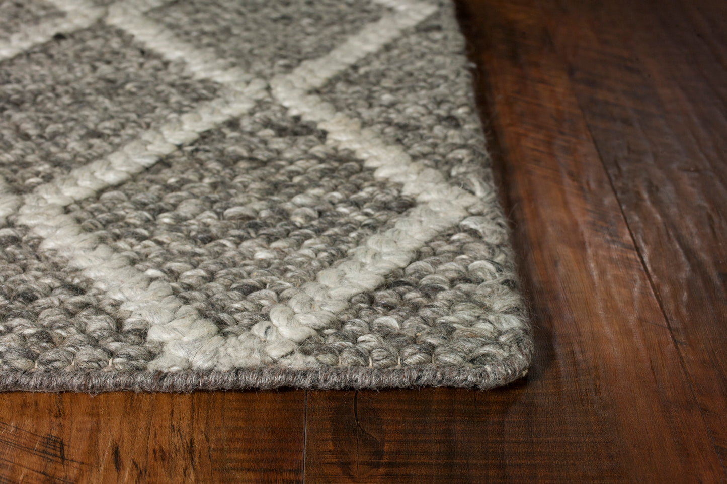 Cortico 6162 Dark Grey Diamonds Handwoven Area Rug - Kas