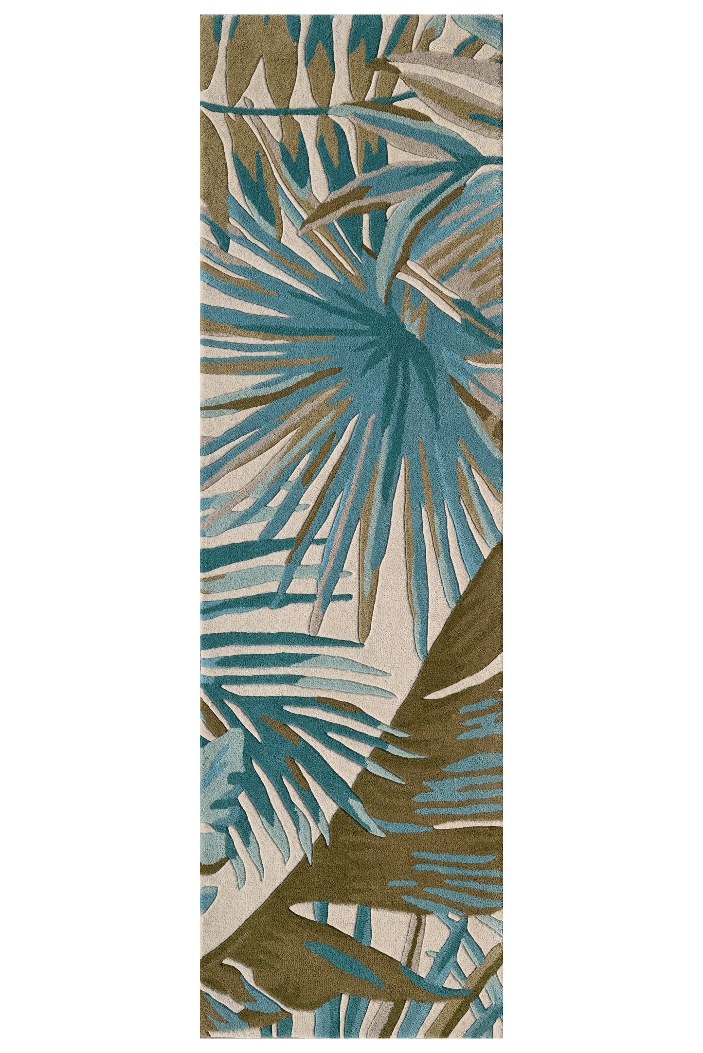 Cove 3002 Ivory/Teal Palms Hand Tufted Area Rug - Kas