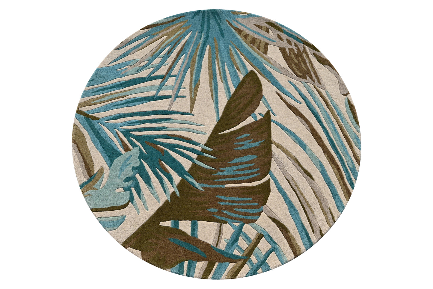 Cove 3002 Ivory/Teal Palms Hand Tufted Area Rug - Kas