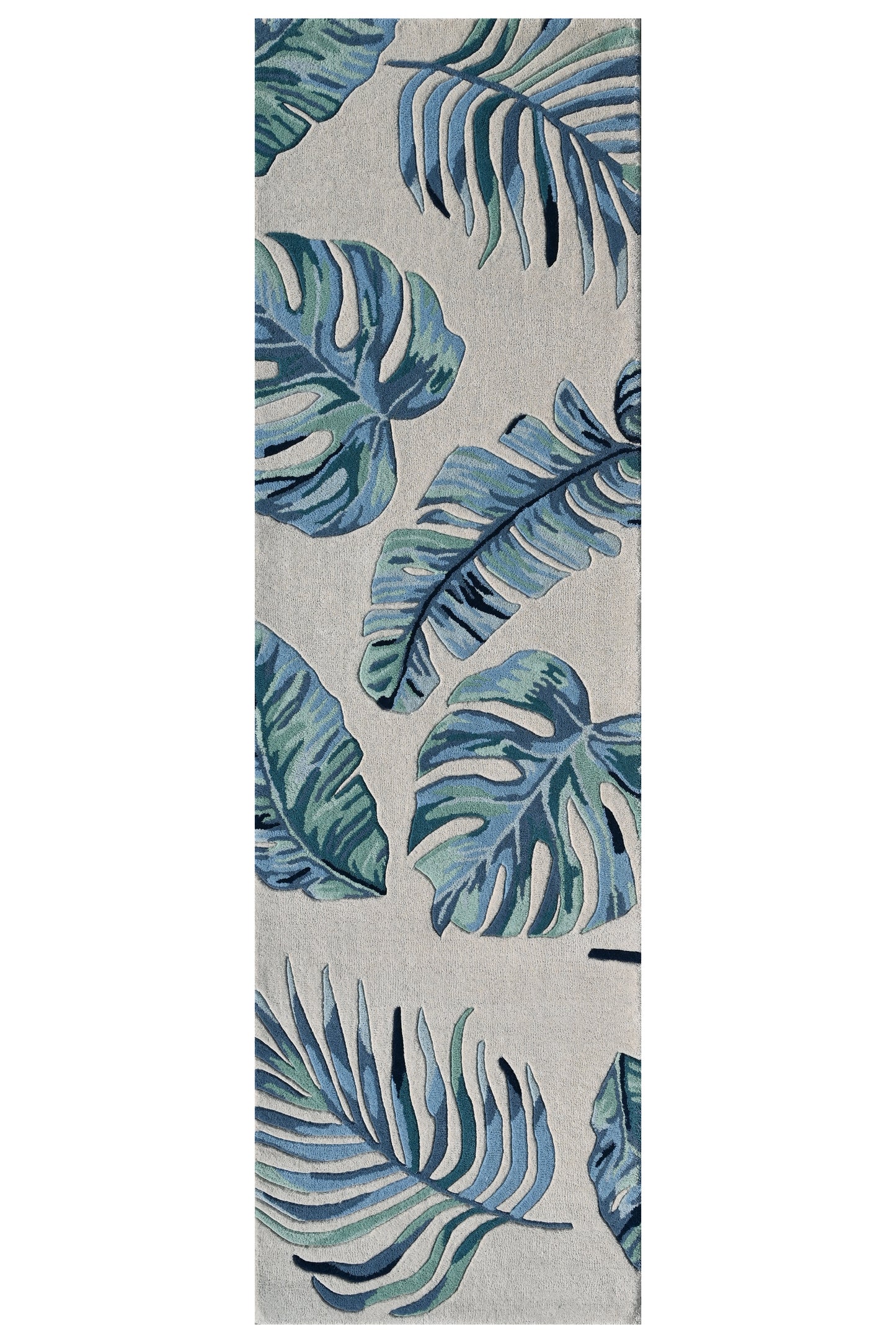 Cove 3005 Ivory/Blue Leaves Hand Tufted Area Rug - Kas