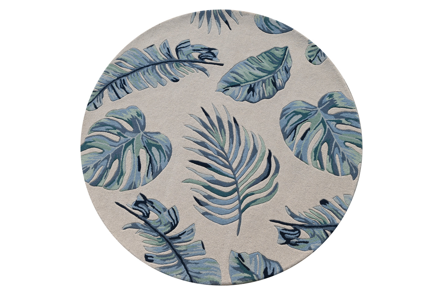 Cove 3005 Ivory/Blue Leaves Hand Tufted Area Rug - Kas