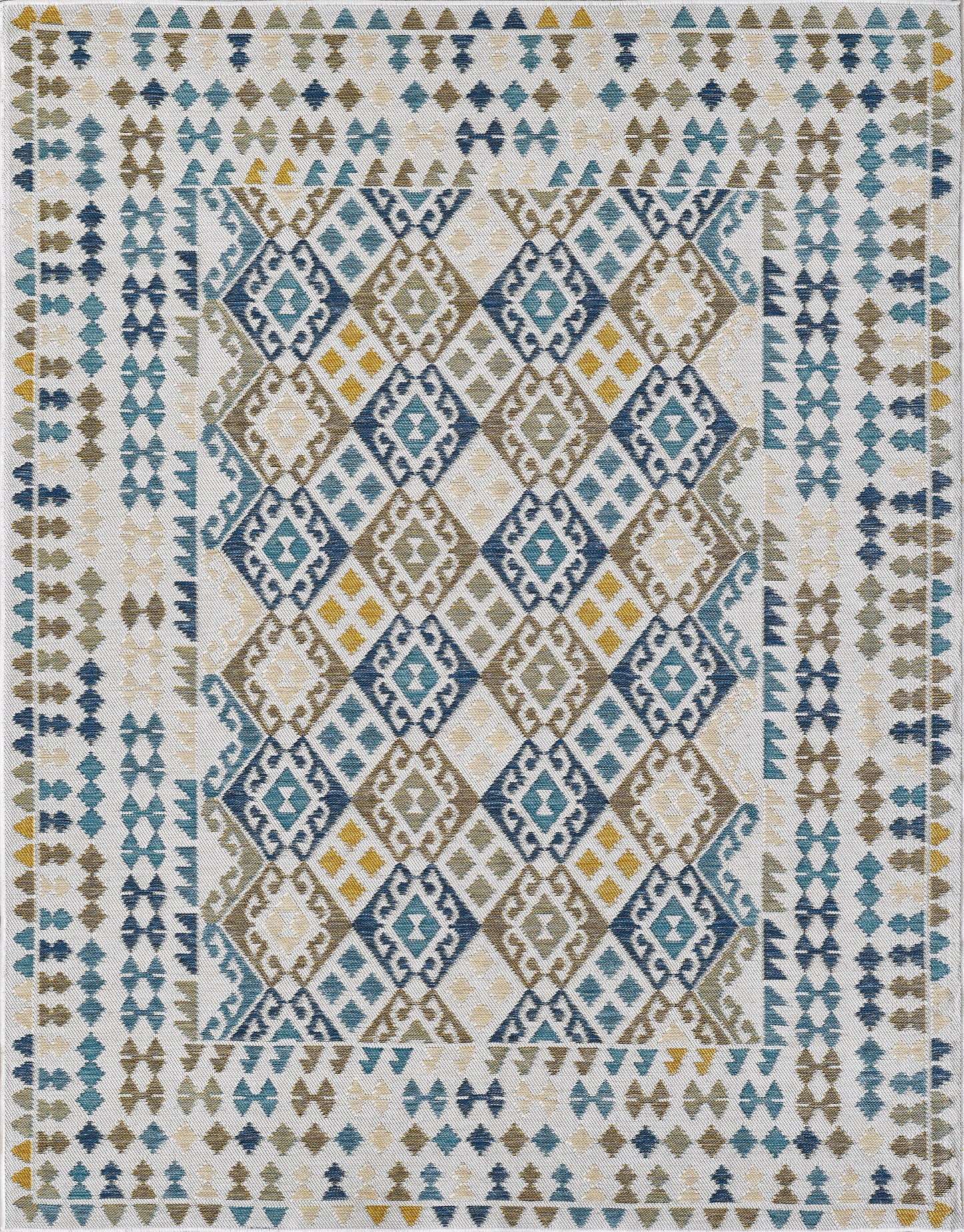 Dahlia 1402 Blue Mosaic Machine Woven Performance Area Rug - Kas