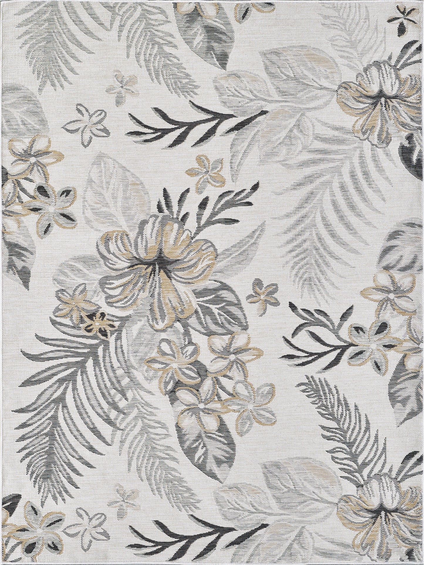 Dahlia 1408 Ivory/Brown Tropical Bouquets Machine Woven Performance Area Rug - Kas