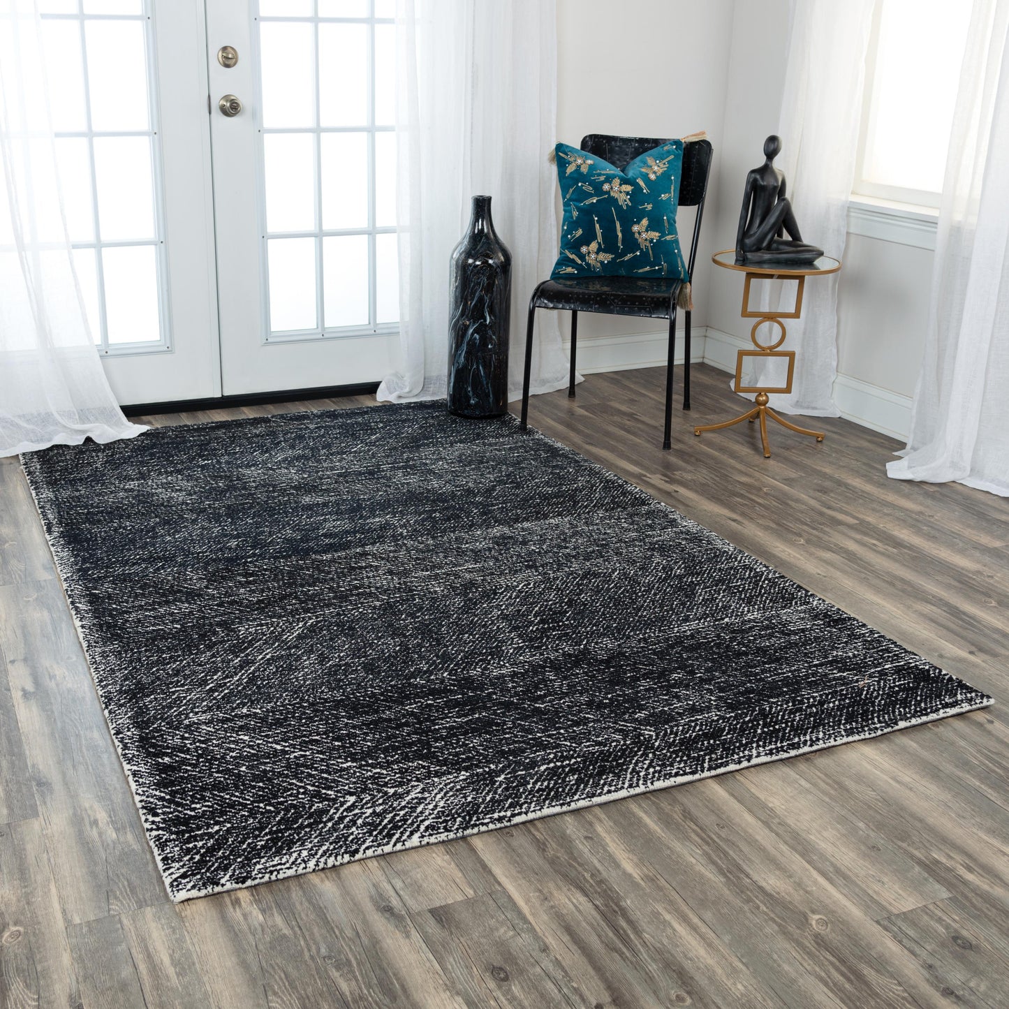 Etchings ETC101 Black Hand Tufted Rug - Rizzy