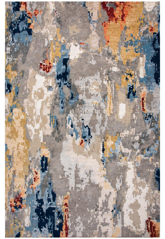 Evolution EVO443 Gray/Burgundy Hand knotted Rug - Rizzy