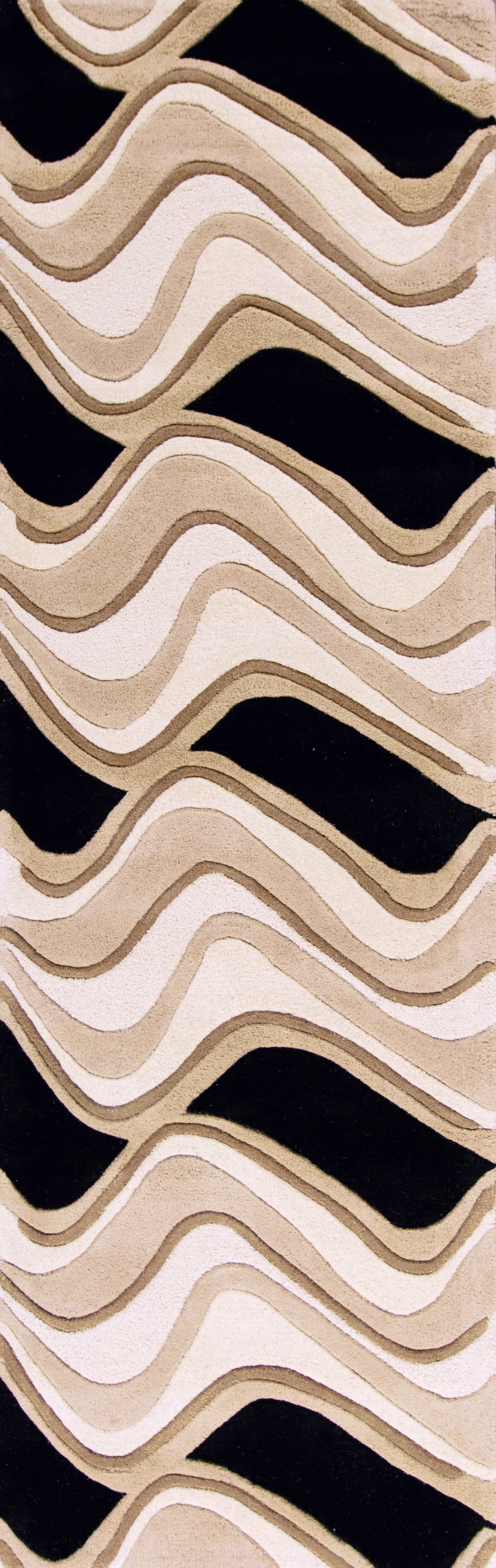 Eternity 1071 Black/Beige Waves Hand Tufted Area Rug - Kas