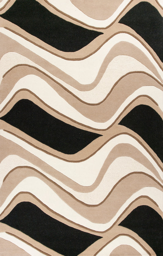 Eternity 1071 Black/Beige Waves Hand Tufted Area Rug - Kas