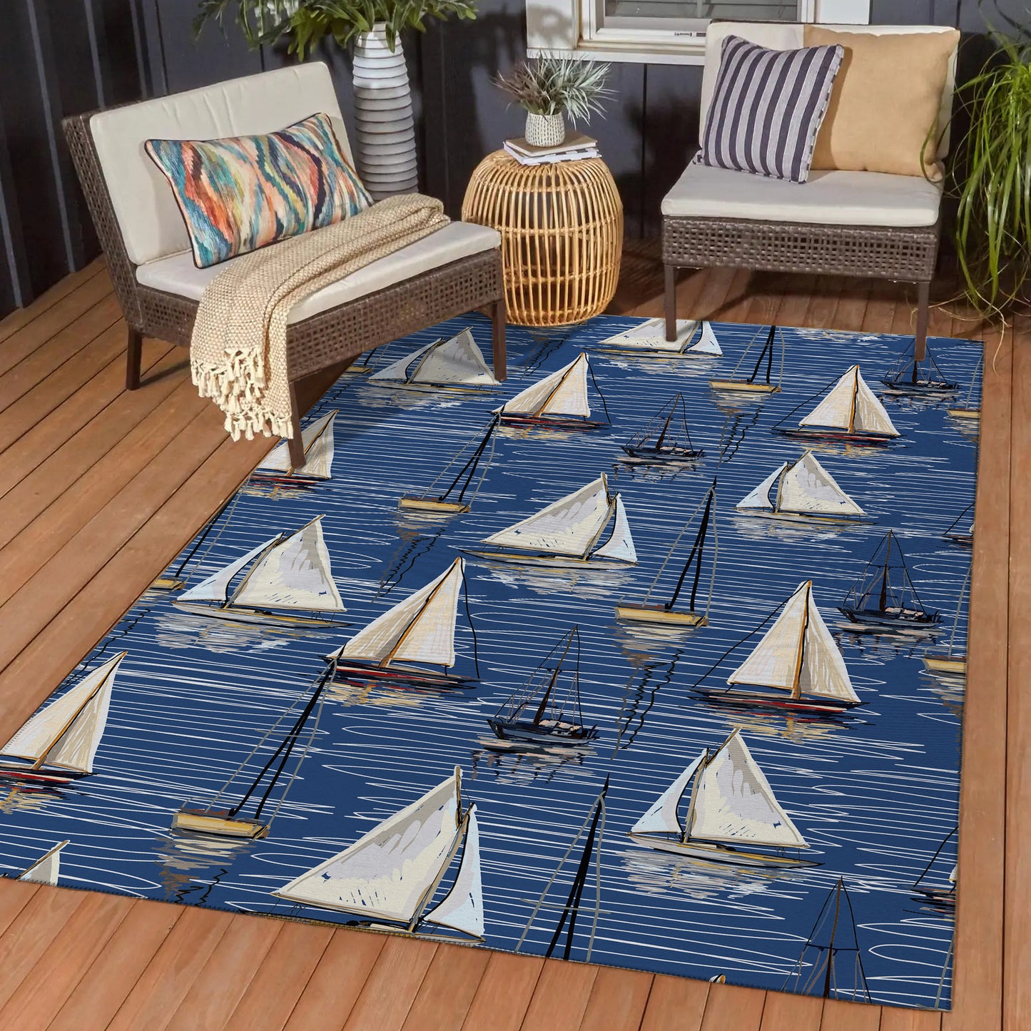 Indoor/Outdoor Harbor HA8 Navy Washable